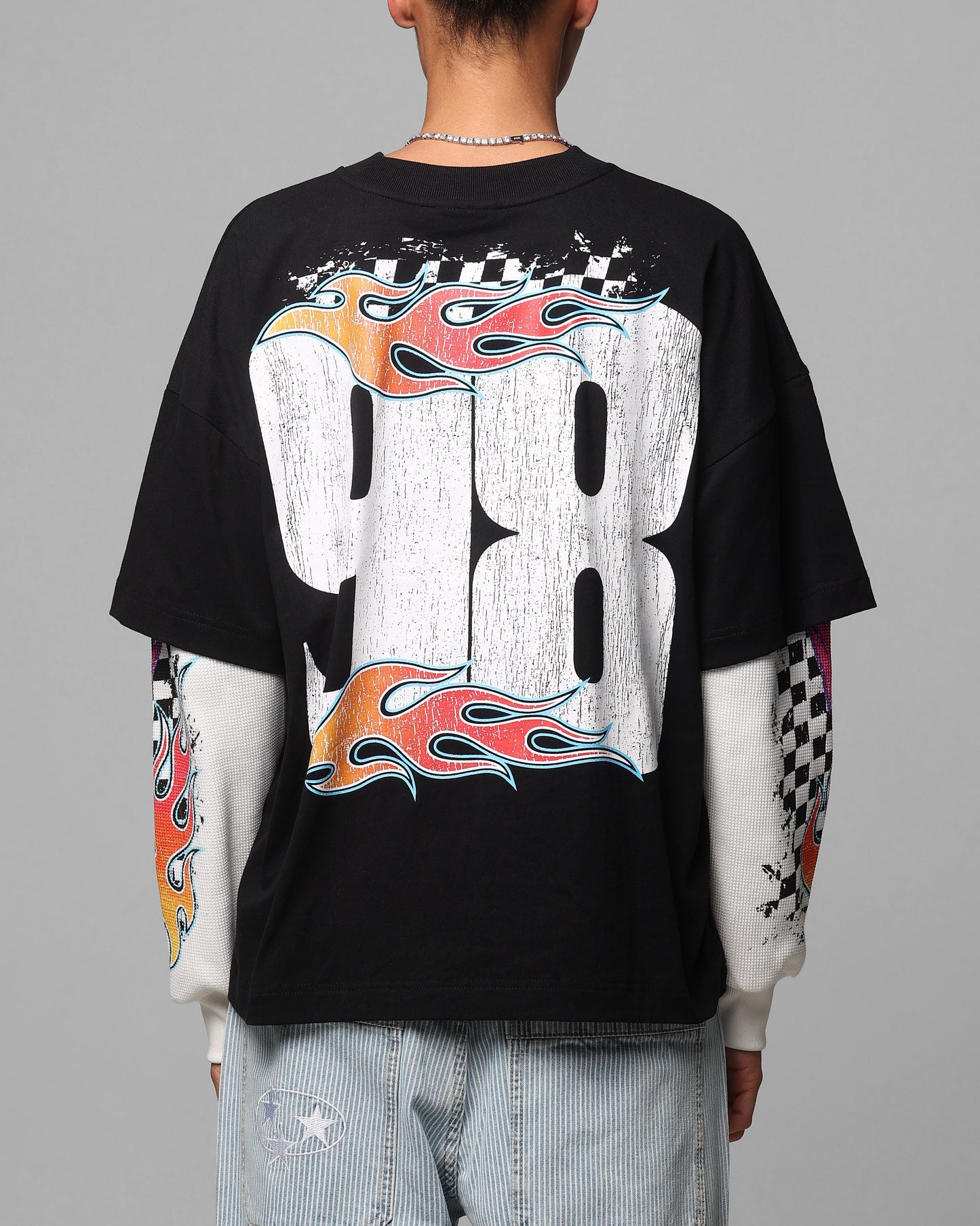 Loiter Daytona Layered Long Sleeve T-Shirt Black/White Style001