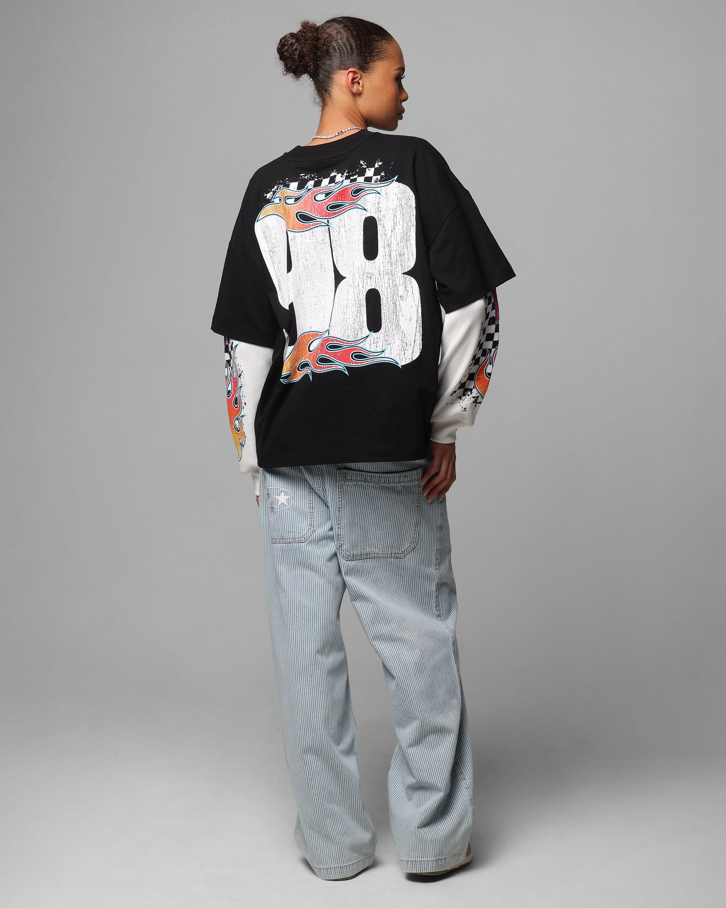 Loiter Daytona Layered Long Sleeve T-Shirt Black/White Style001