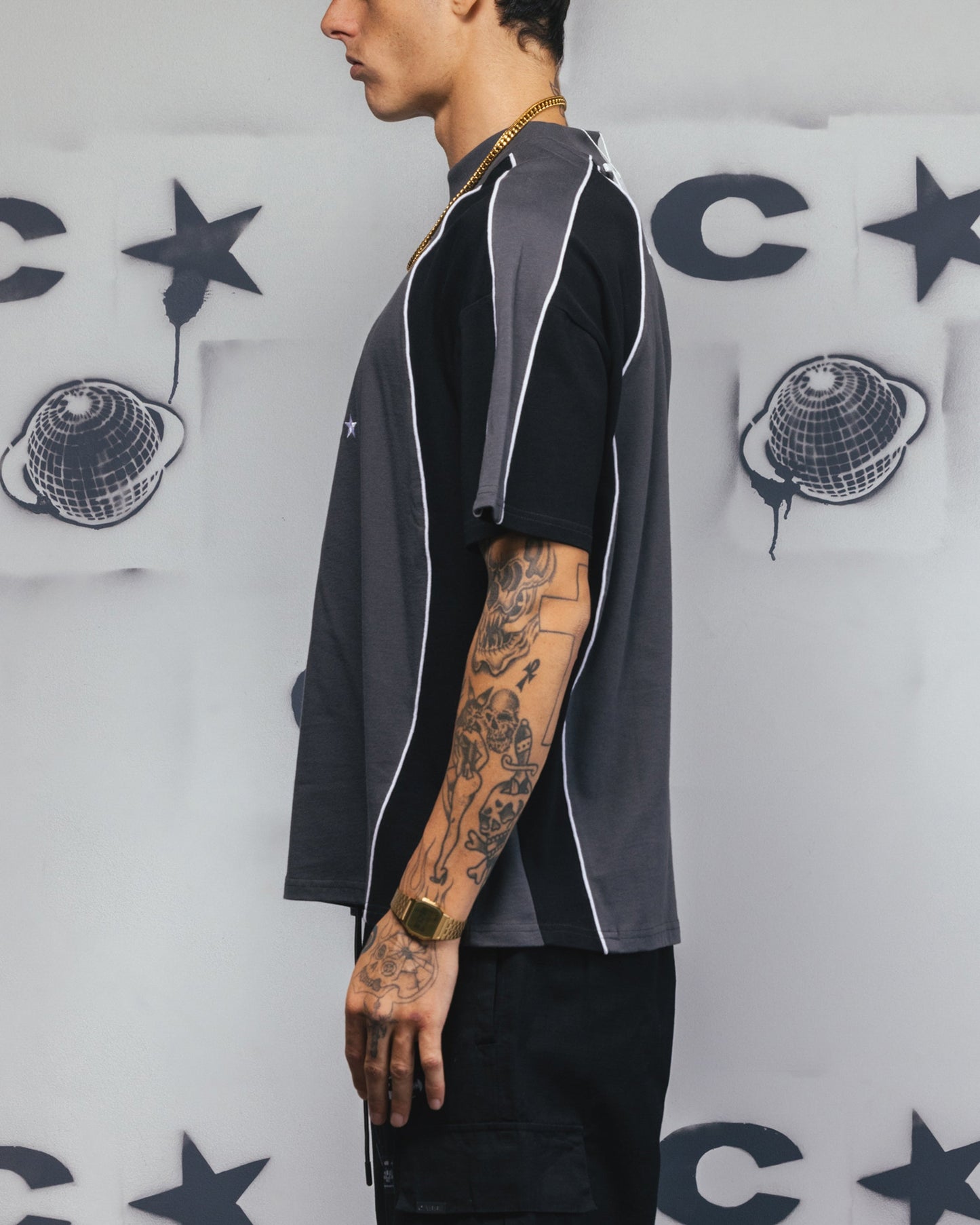 Carre Vortex Panelled T-Shirt Grey/Black