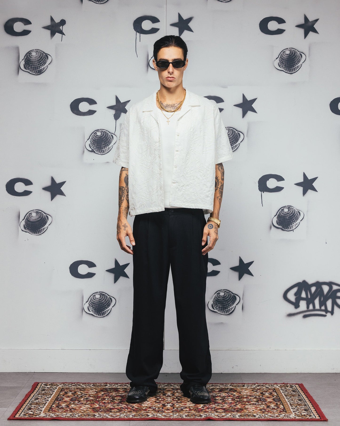 Carre Ripple Button Up Shirt Off White