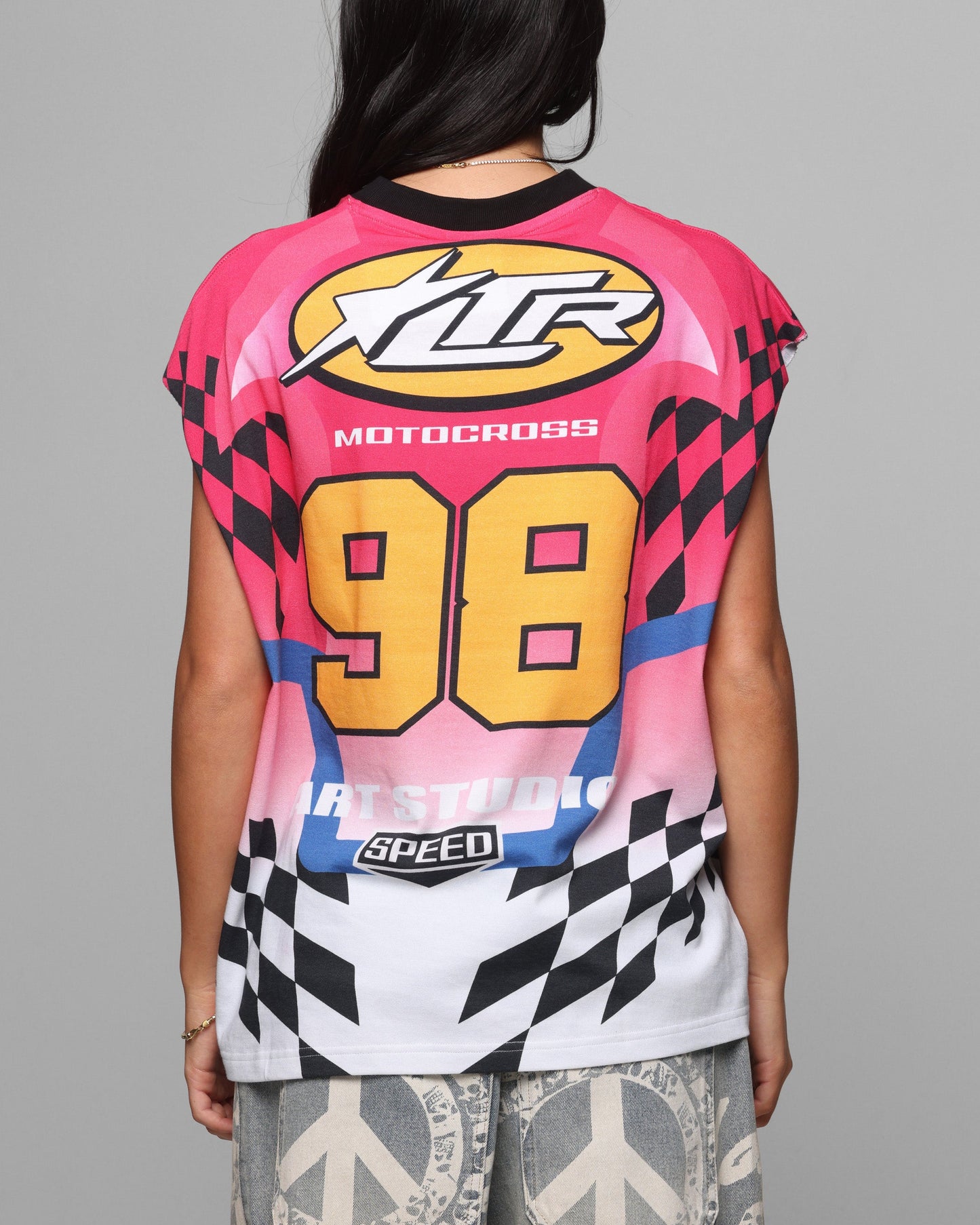 Loiter Motorsport Muscle T-Shirt Pink/Multi-Coloured Style001