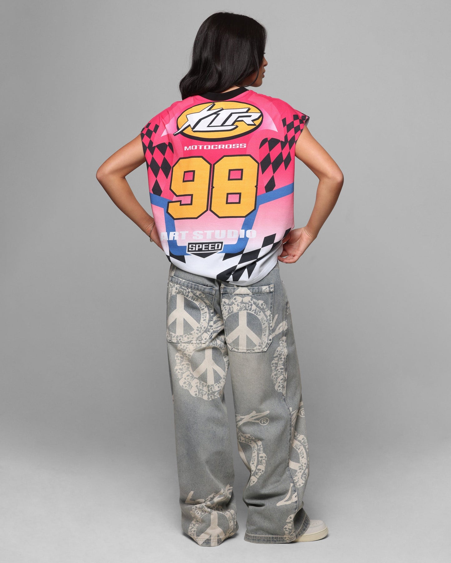Loiter Motorsport Muscle T-Shirt Pink/Multi-Coloured Style001