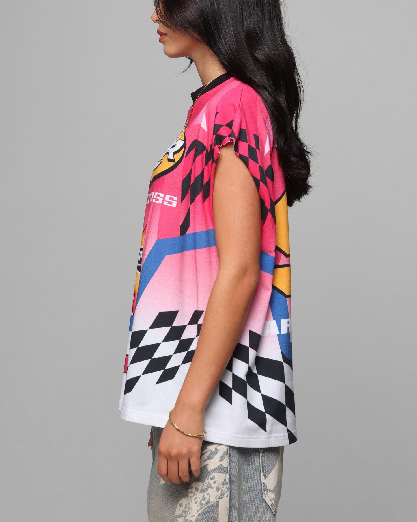 Loiter Motorsport Muscle T-Shirt Pink/Multi-Coloured Style001