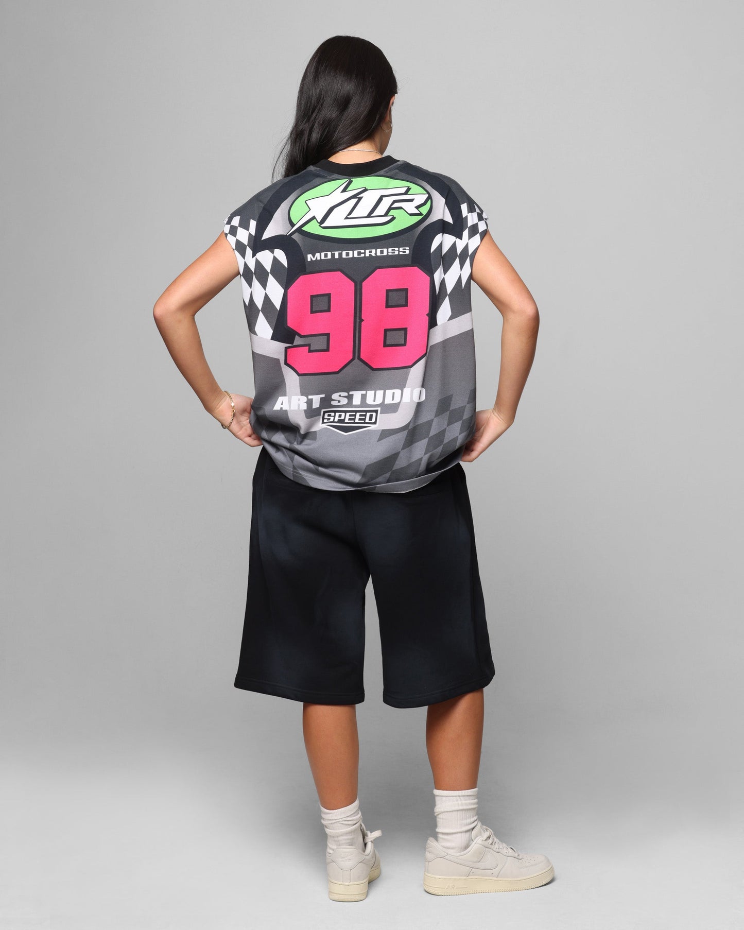 Loiter Motorsport Muscle T-Shirt Grey/Multi-Coloured Style001
