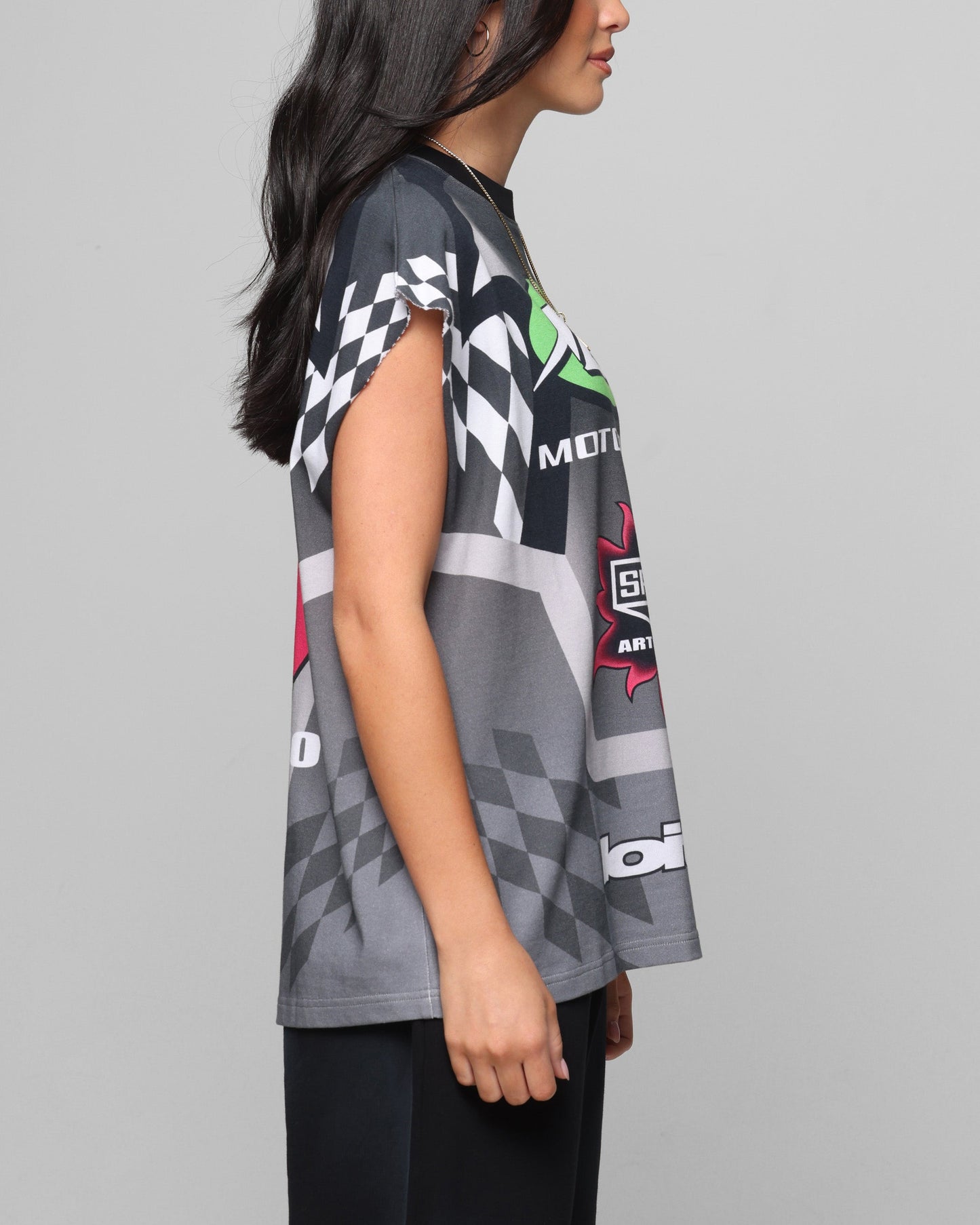 Loiter Motorsport Muscle T-Shirt Grey/Multi-Coloured Style001