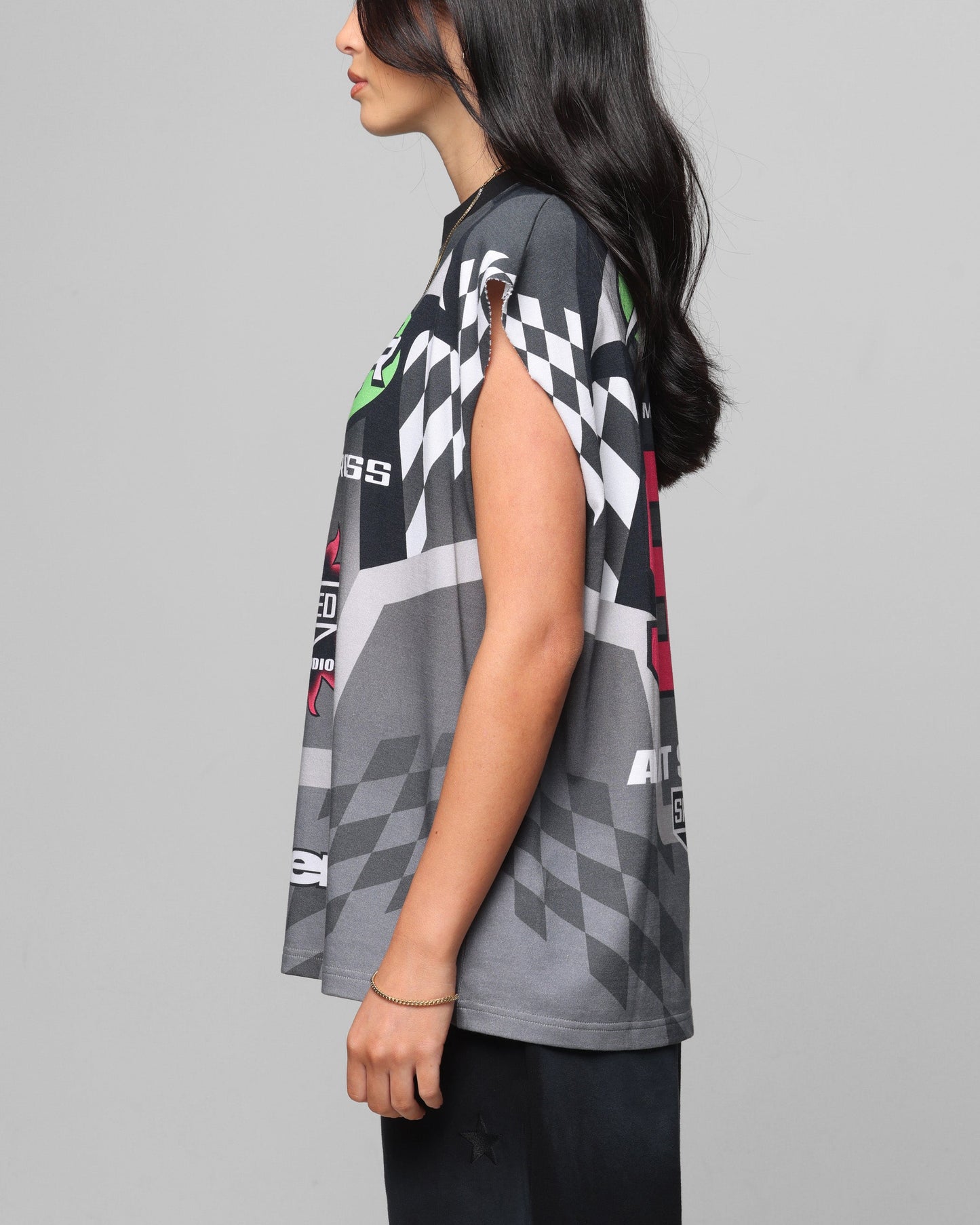 Loiter Motorsport Muscle T-Shirt Grey/Multi-Coloured Style001