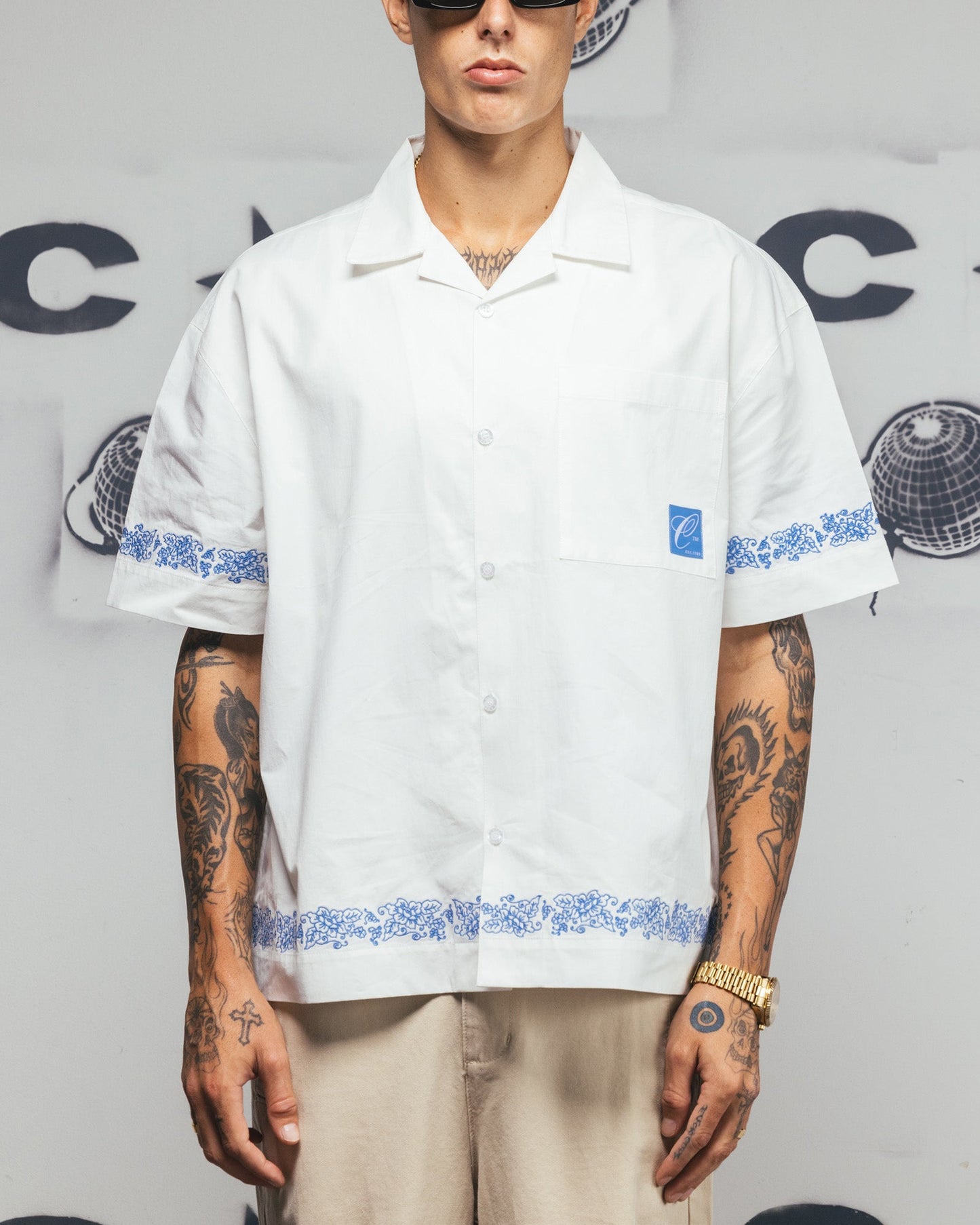 Carre Rose Bowl Button Up Shirt Off White Style001