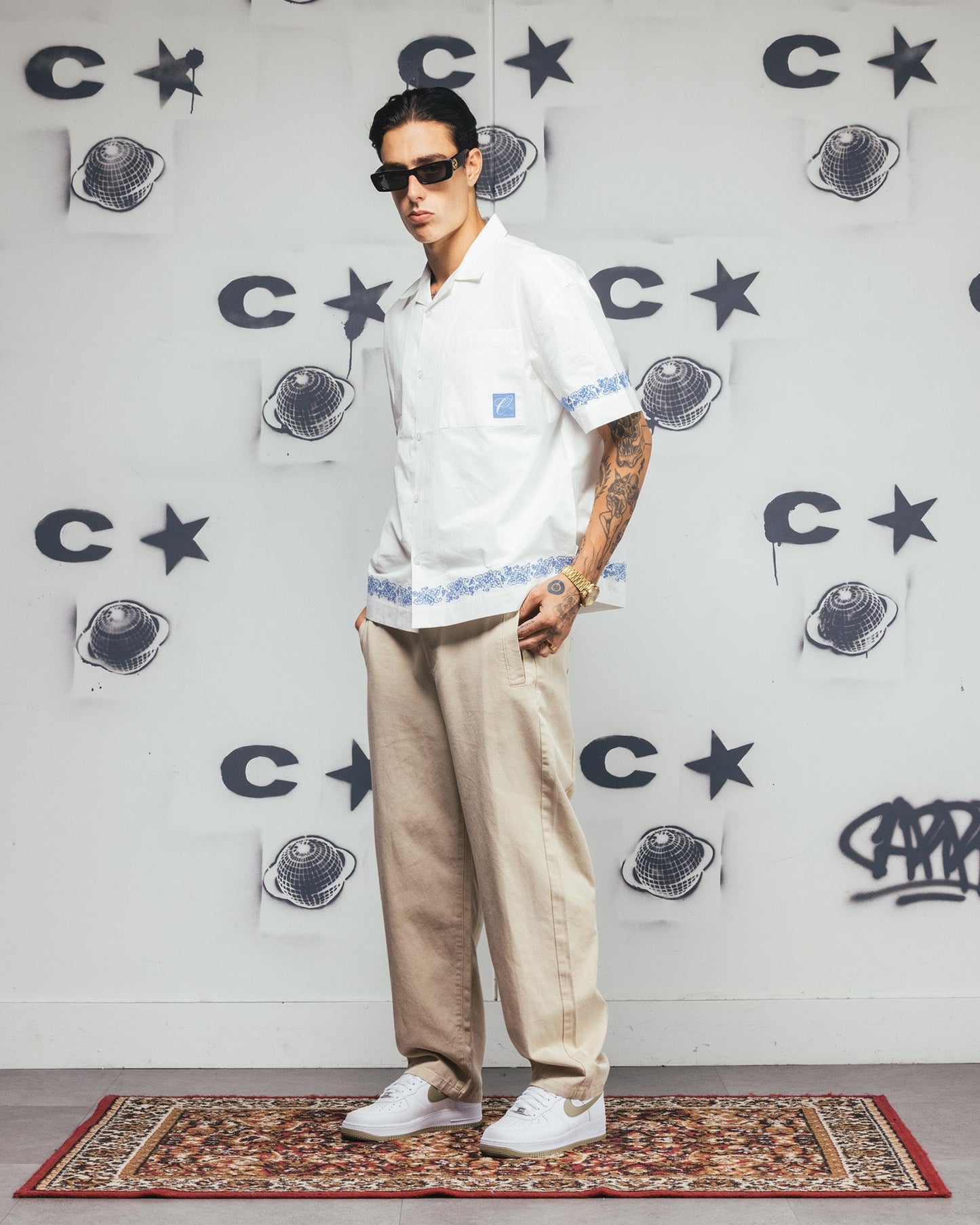 Carre Rose Bowl Button Up Shirt Off White Style001