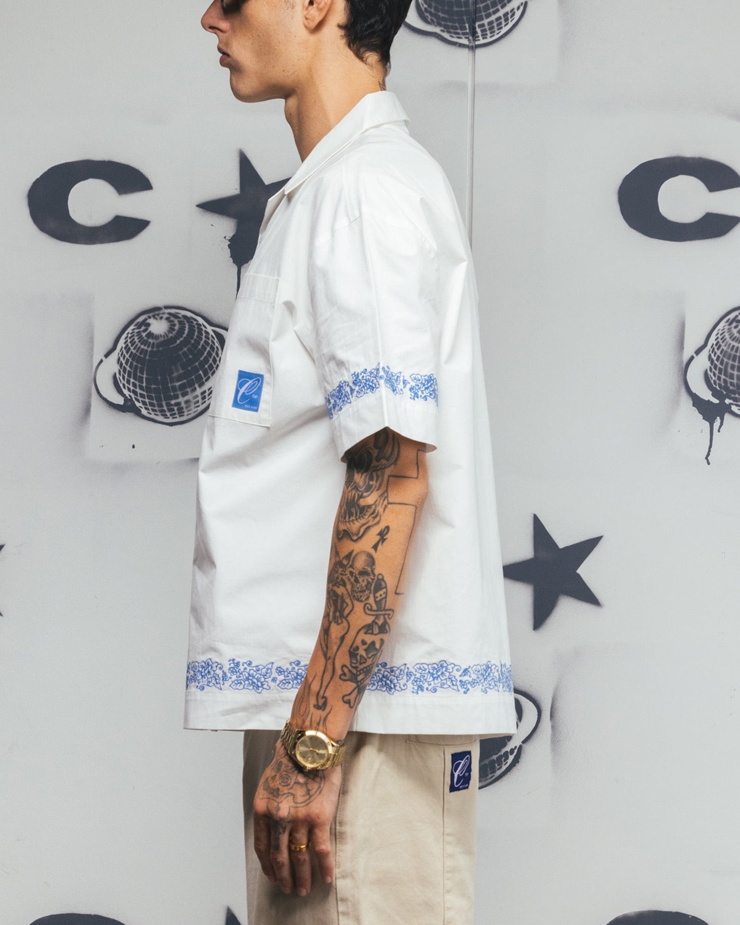 Carre Rose Bowl Button Up Shirt Off White Style001