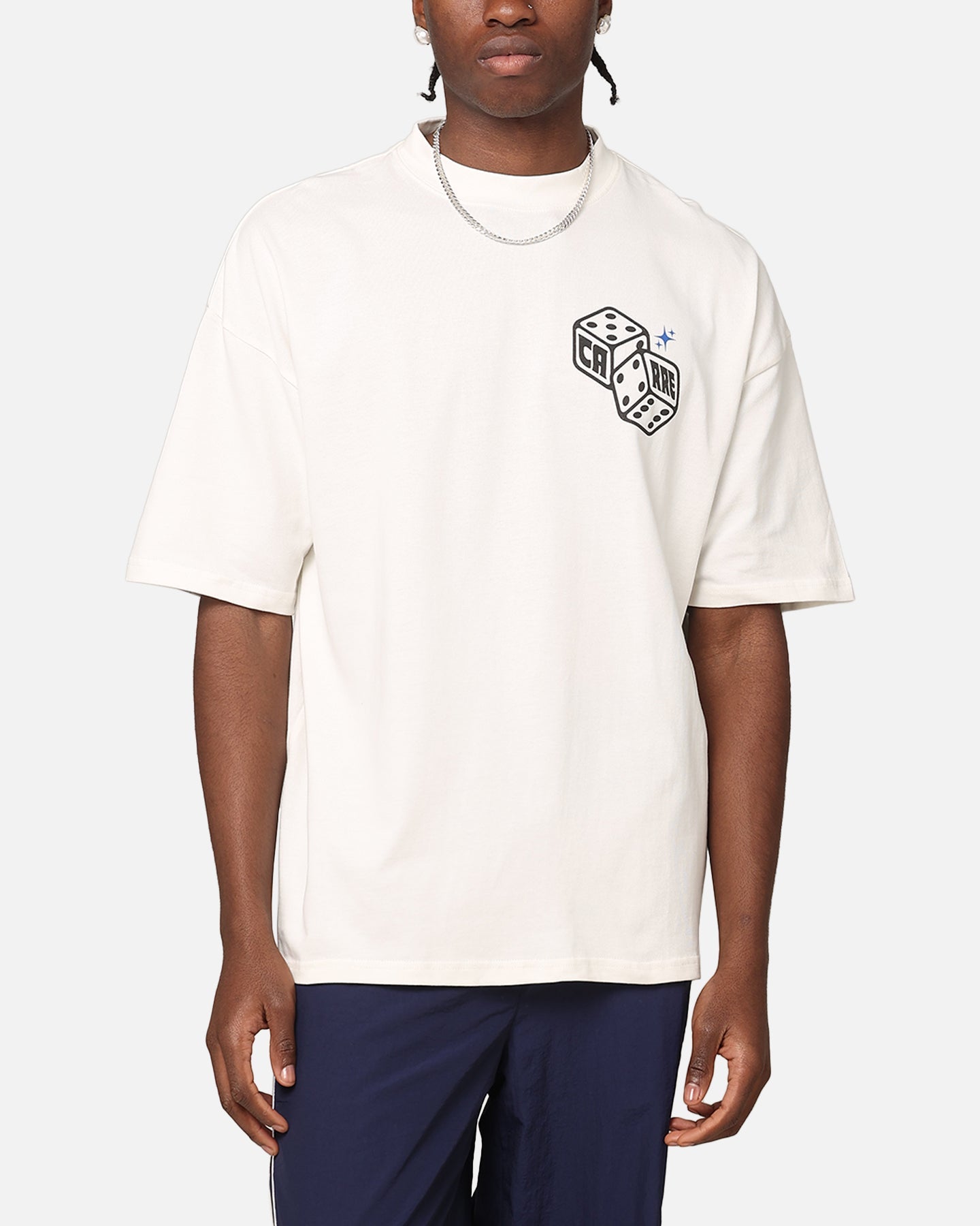 Carre Feeling Lucky Mock Neck T-Shirt Off White