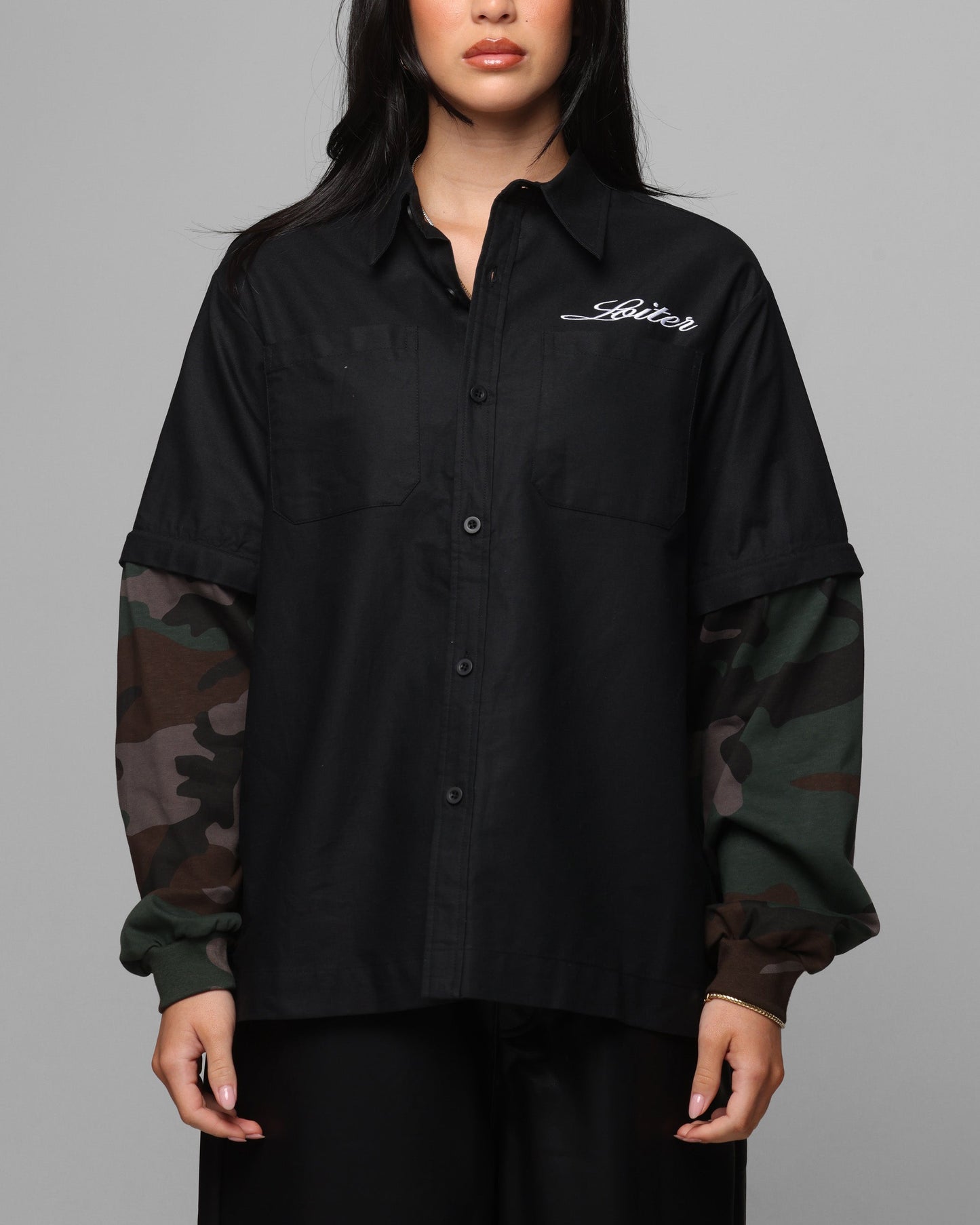 Loiter Art Studio Work Shirt Black/Camo Style001