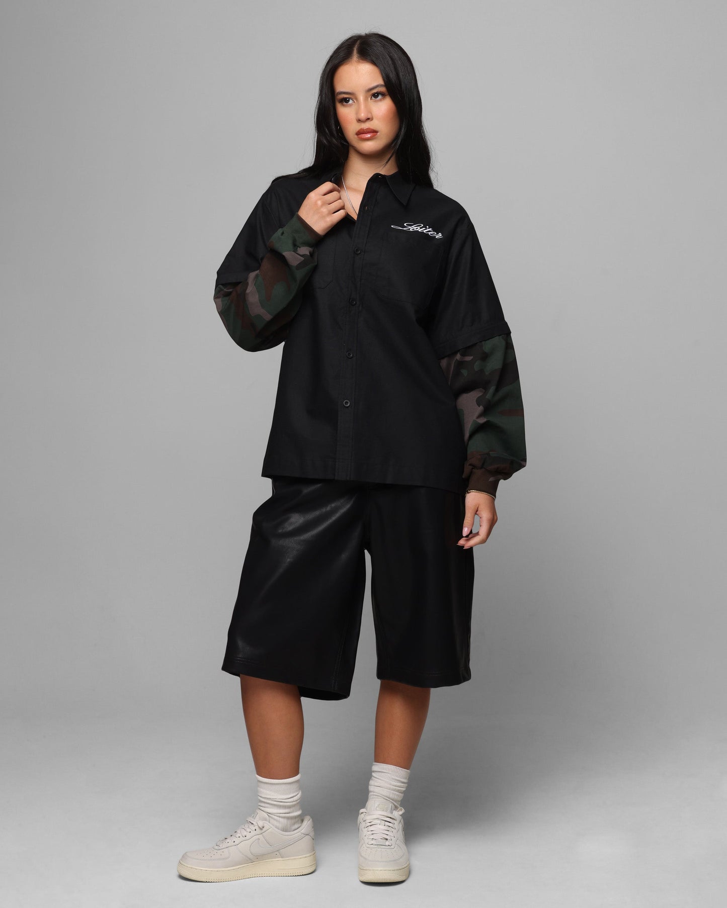 Loiter Art Studio Work Shirt Black/Camo Style001