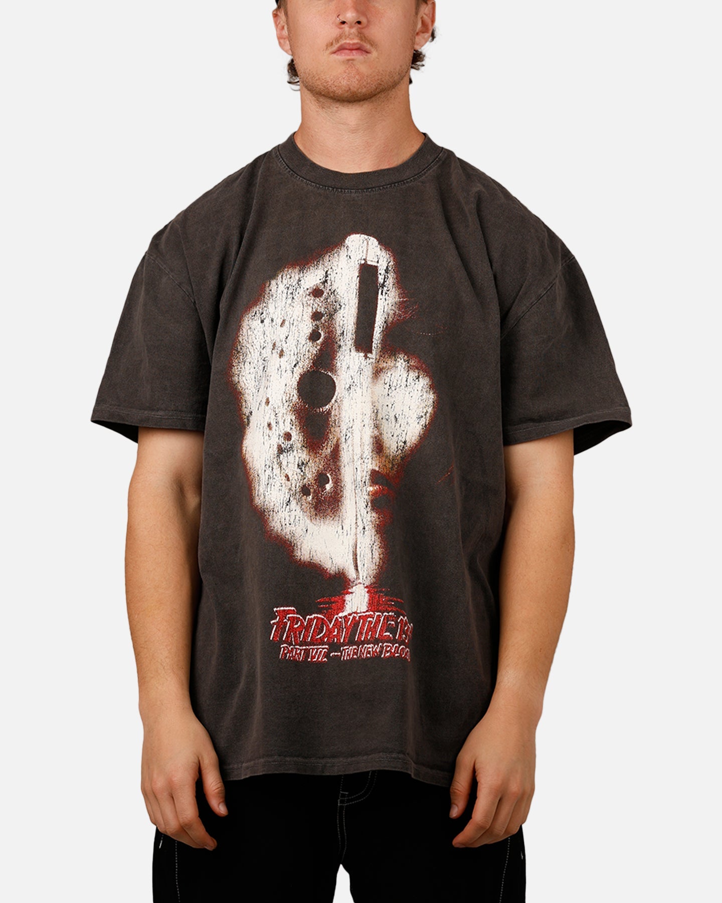 American Thrift X Friday The 13th Part VII 'Horror Classics' The New Blood Heavyweight T-Shirt Black Wash