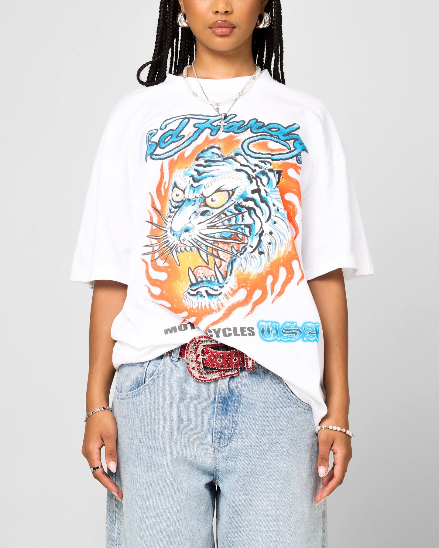 Ed Hardy Motor Club T-Shirt White Style001