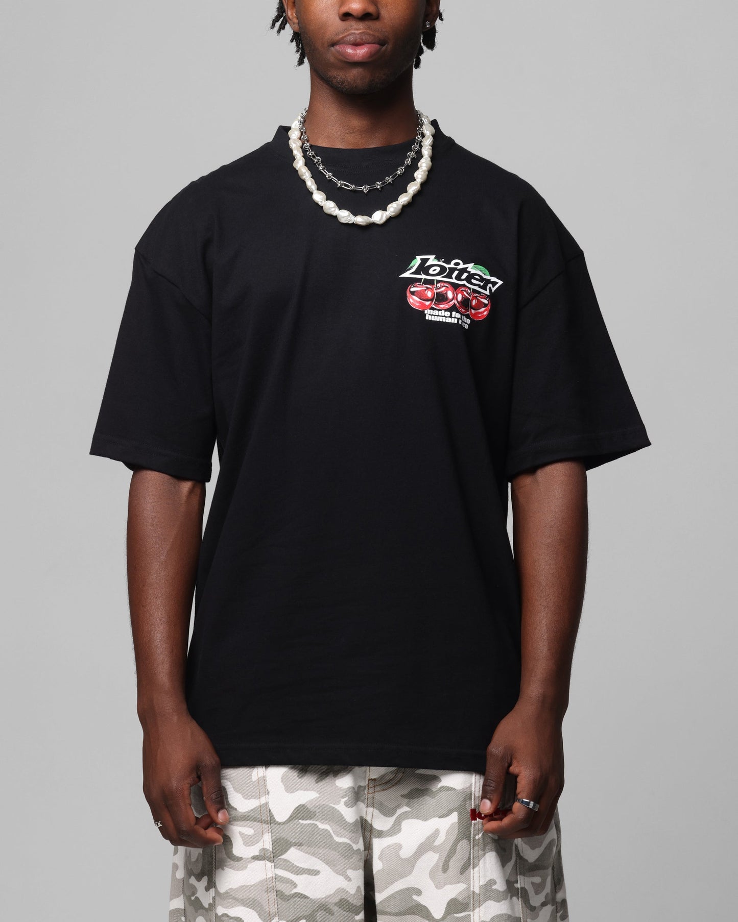 Loiter Cherry Pick Drop T-Shirt Black