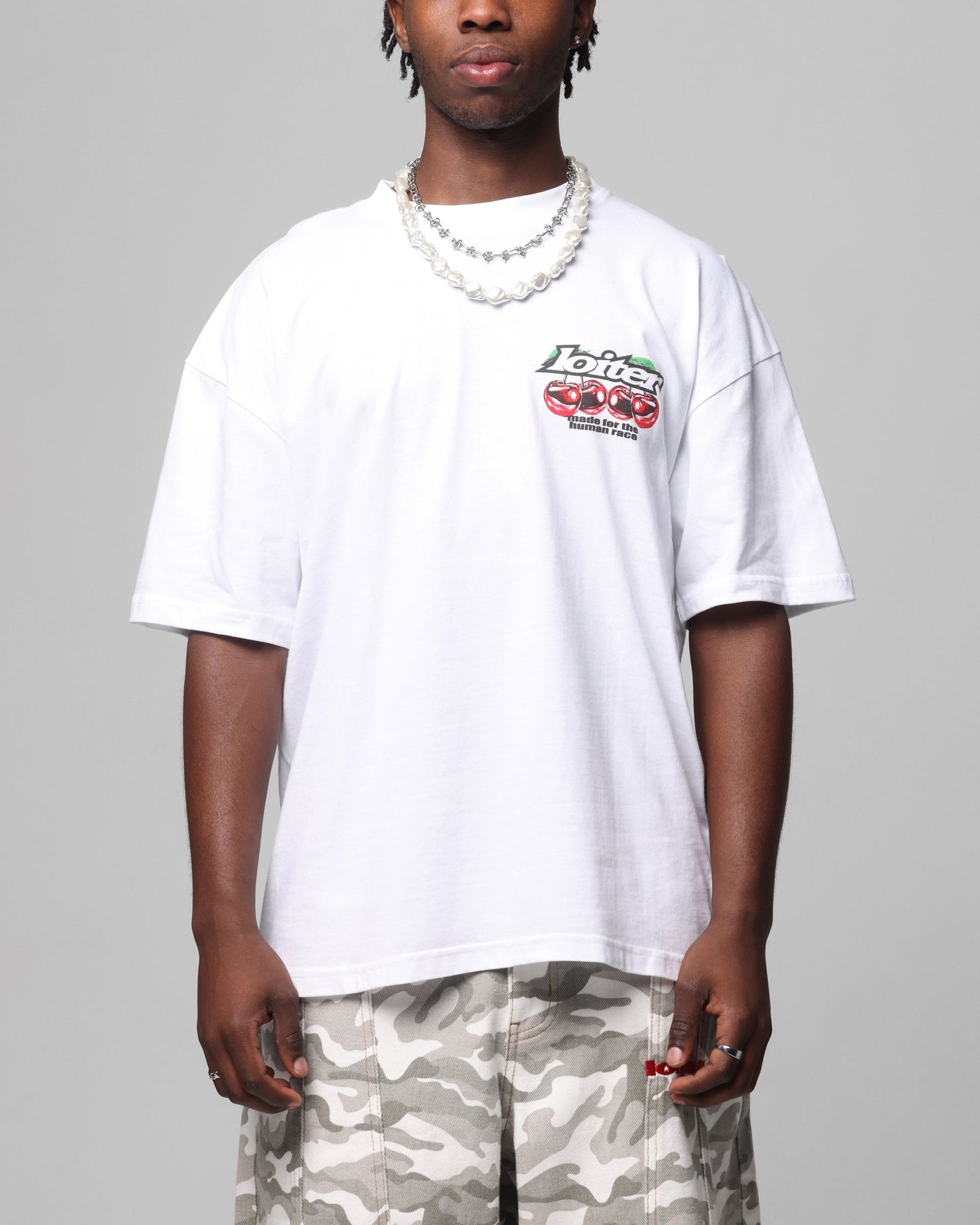 Loiter Cherry Pick Drop T-Shirt White