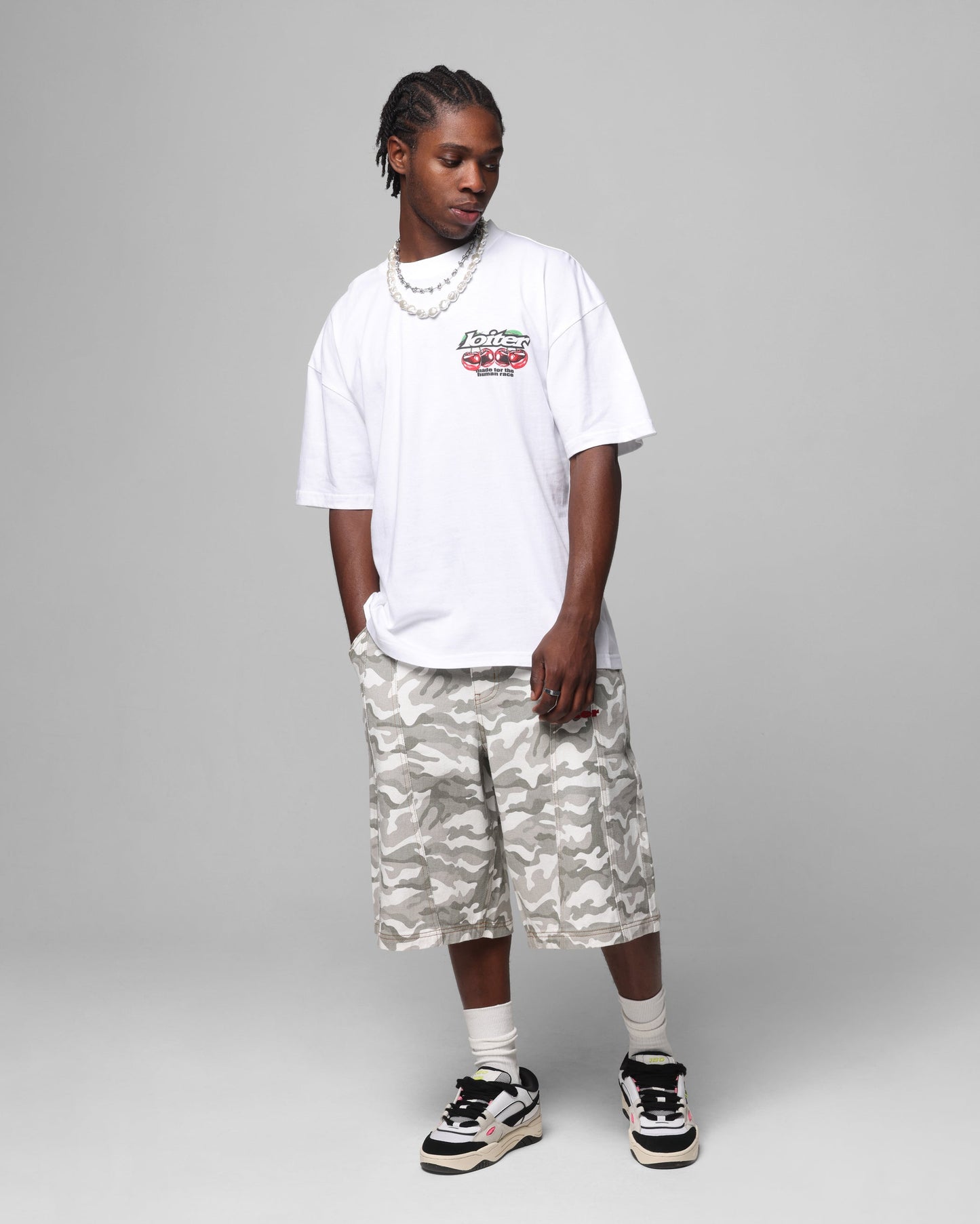 Loiter Cherry Pick Drop T-Shirt White