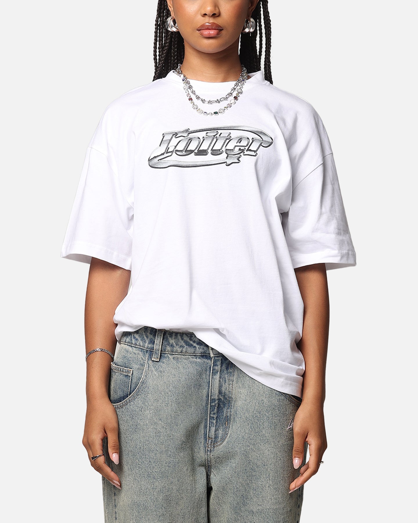 Loiter Chrome Logo T-Shirt White Style001