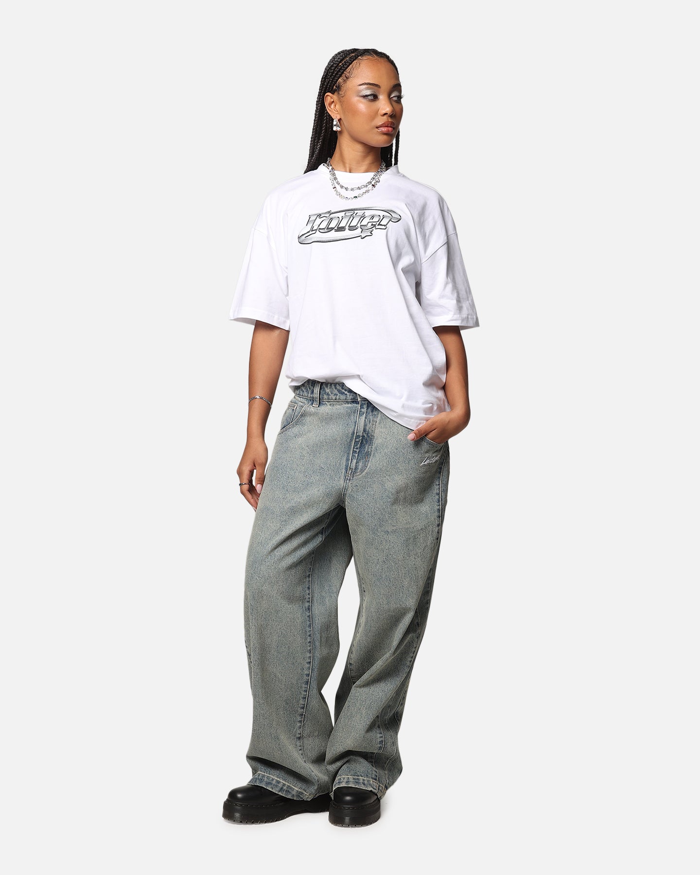 Loiter Chrome Logo T-Shirt White Style001