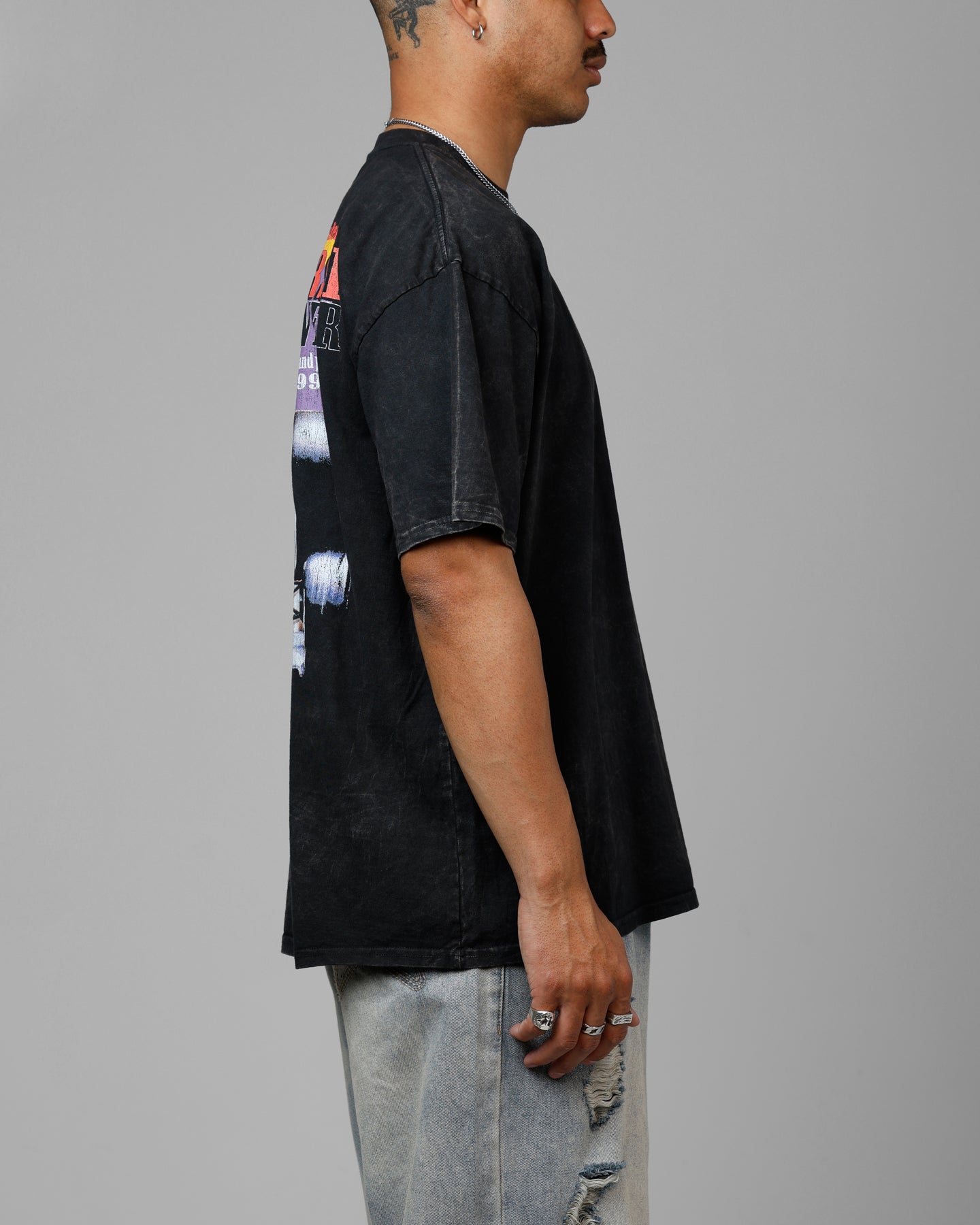 Loiter Horse Power Vintage Drop T-Shirt Black Acidwash
