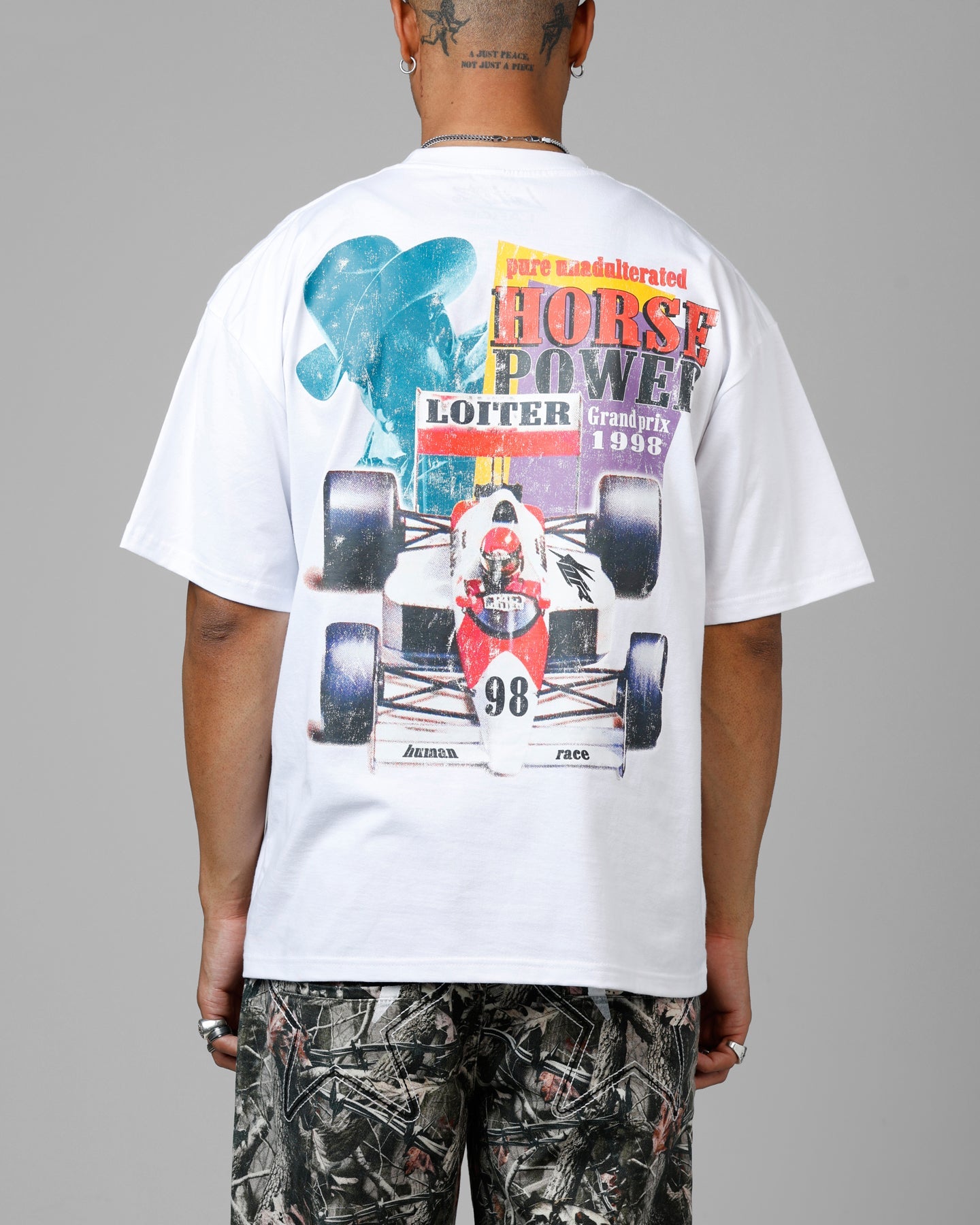 Loiter Horse Power Vintage Drop T-Shirt White
