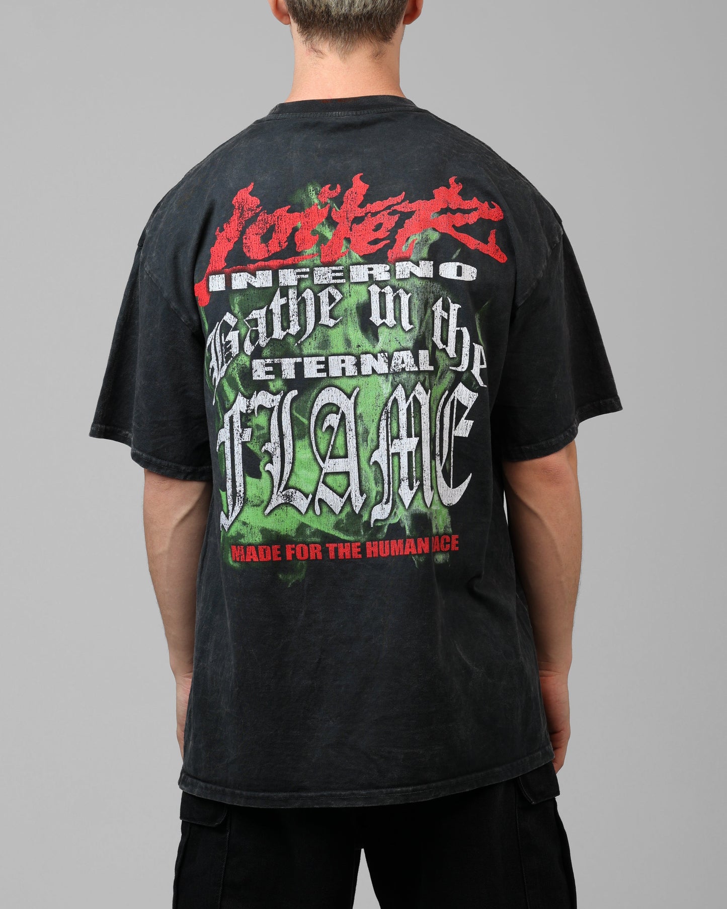 Loiter Inferno Drop T-Shirt Black Acidwash