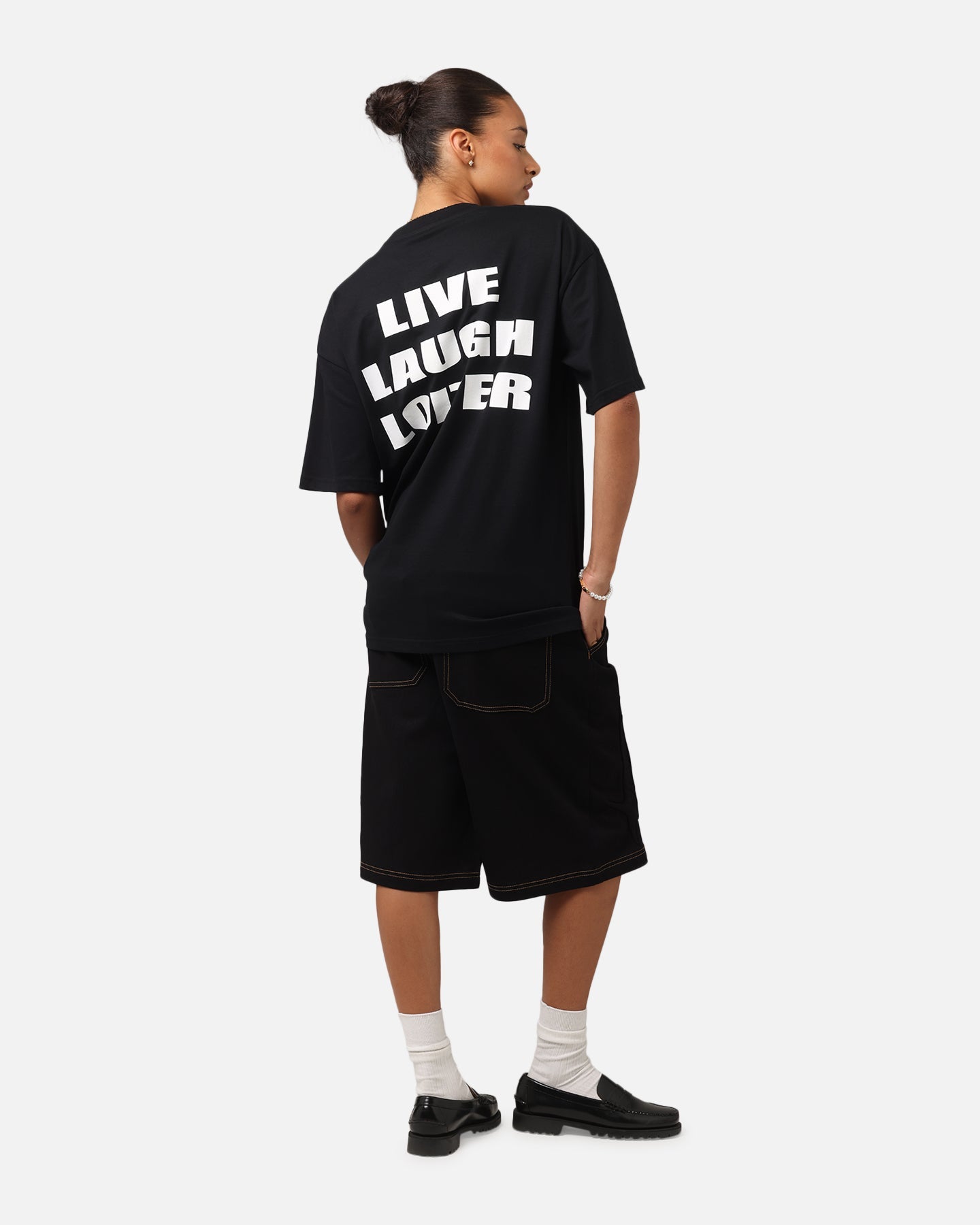 Loiter Live Laugh Love Drop T-Shirt Black Style001