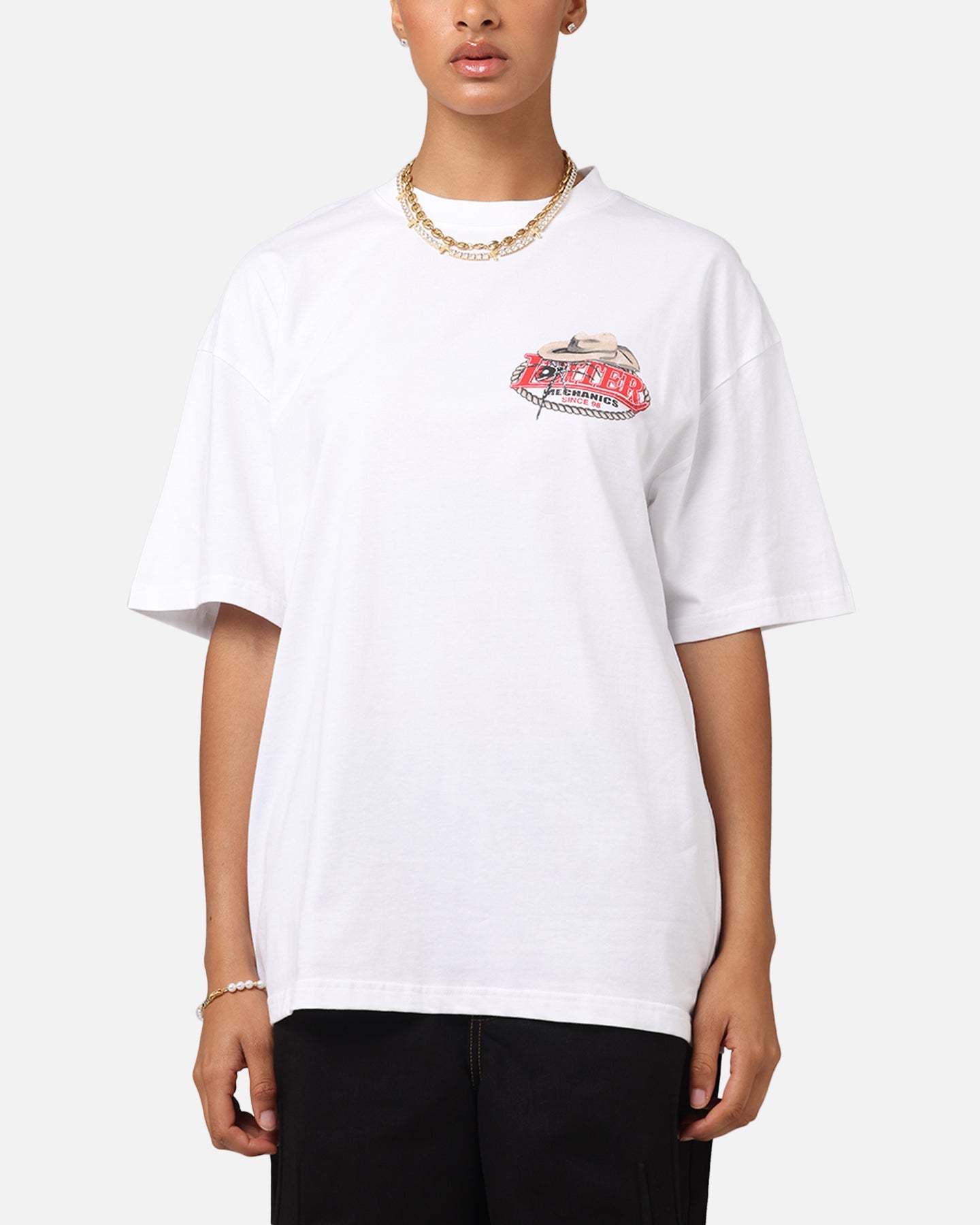 Loiter Mechanic Drop T-Shirt White Style001