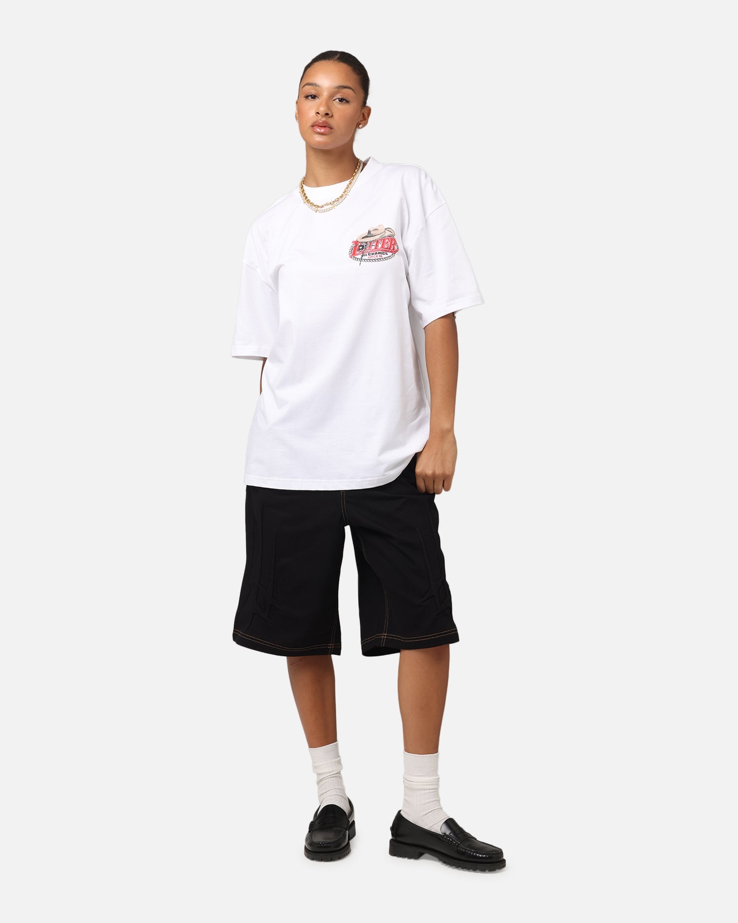 Loiter Mechanic Drop T-Shirt White Style001