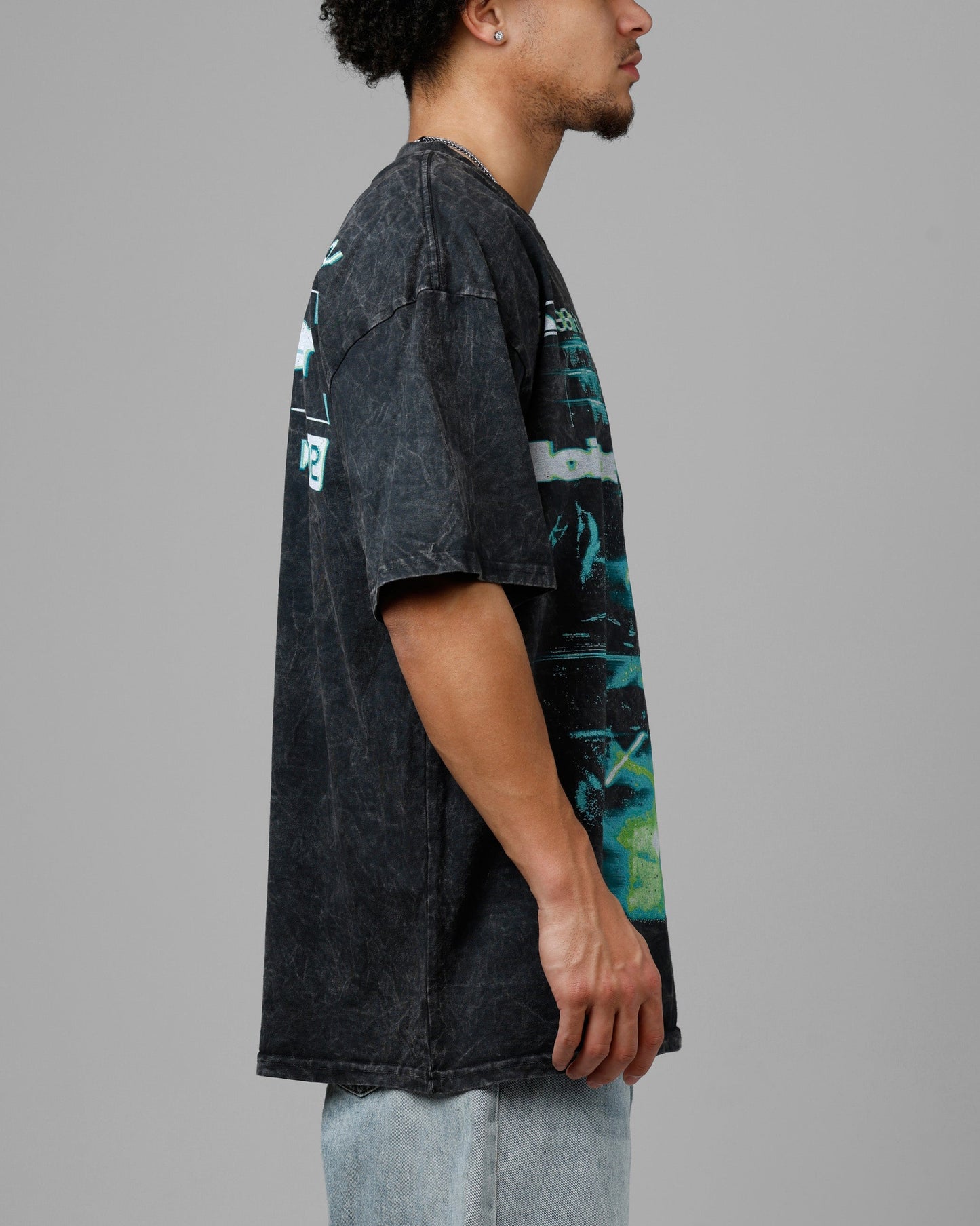 Loiter Night Crawler Drop T-Shirt Black Acidwash