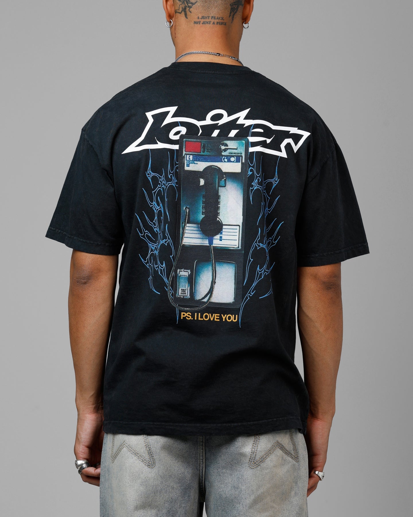 Loiter Phonebooth Vintage Drop T-Shirt Black Acidwash