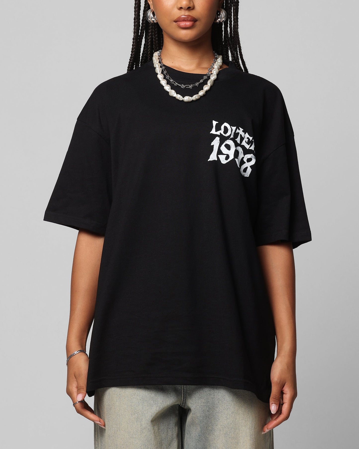 Loiter Staple Logo Drop T-Shirt Black Style001