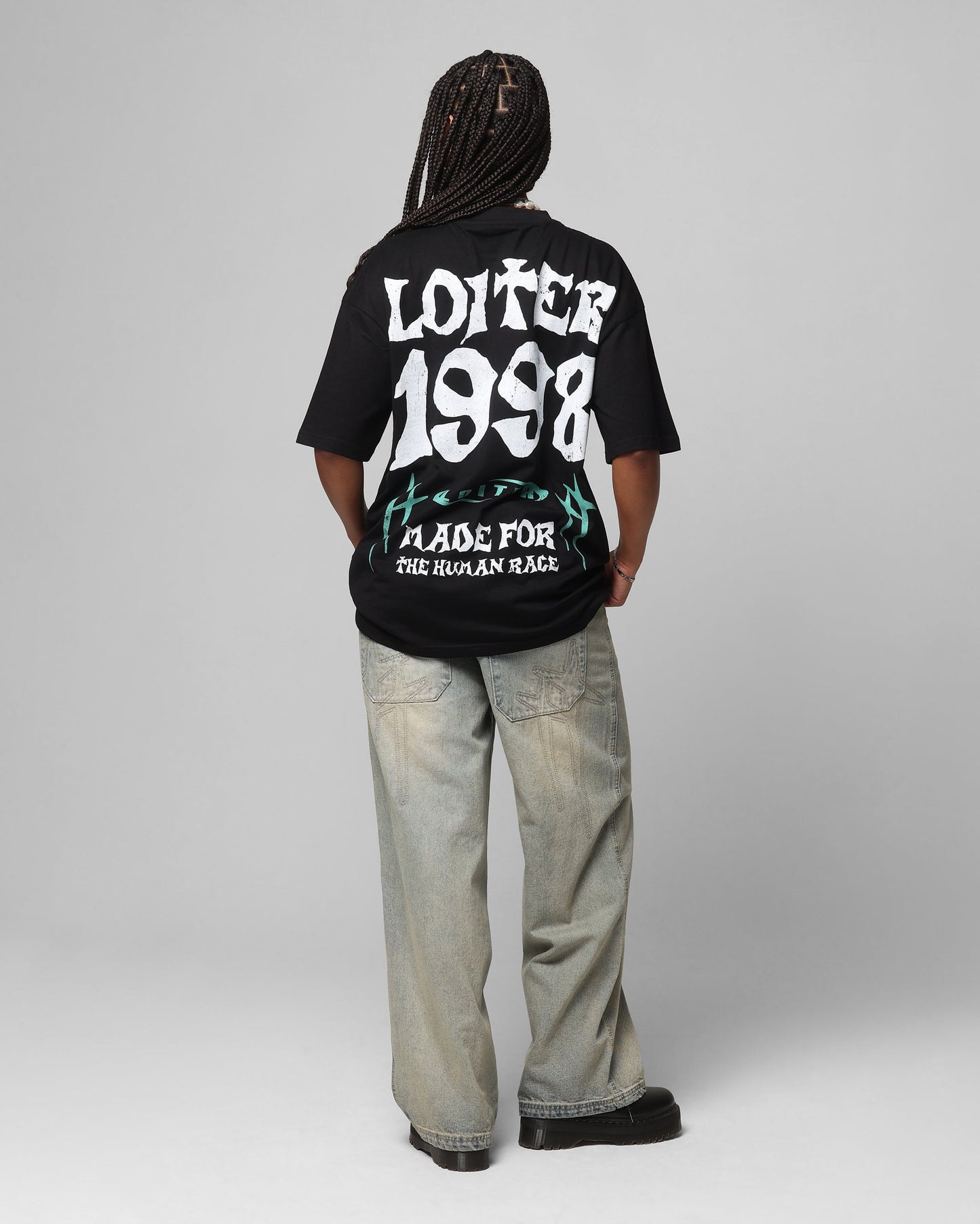 Loiter Staple Logo Drop T-Shirt Black Style001