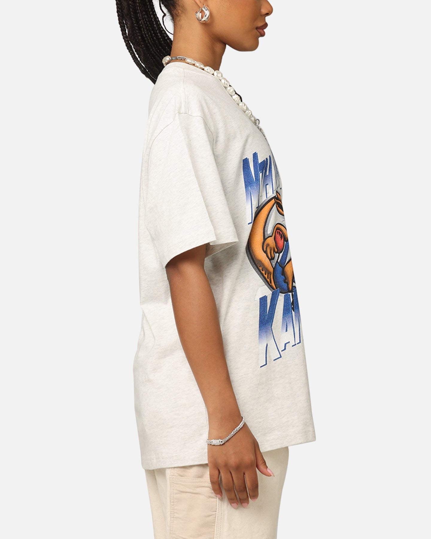 Mitchell & Ness North Melbourne Kangaroos Mascot Character T-Shirt Silver Marle Style001