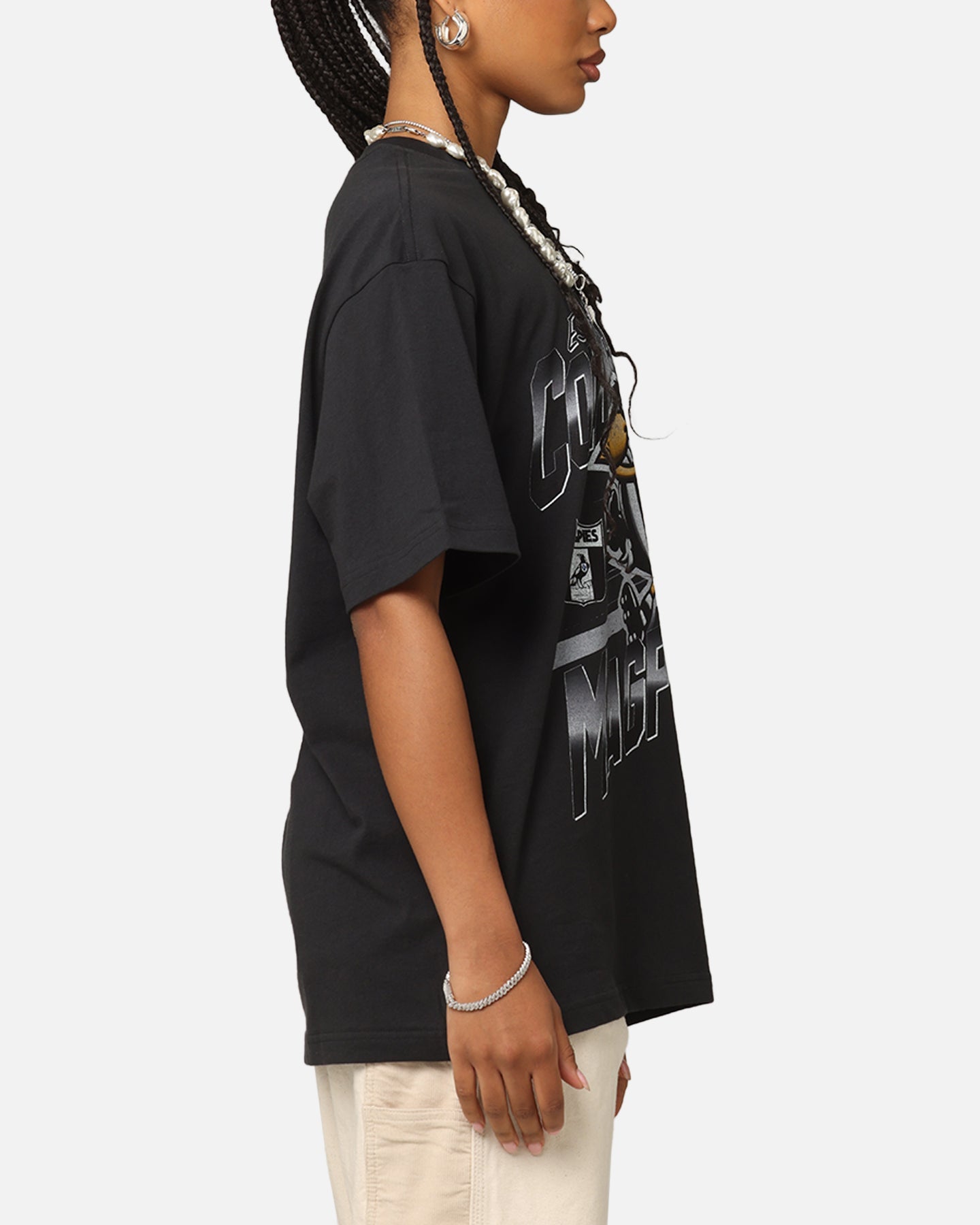 Mitchell & Ness Collingwood Magpies Mascot Character T-Shirt Faded Black Style001