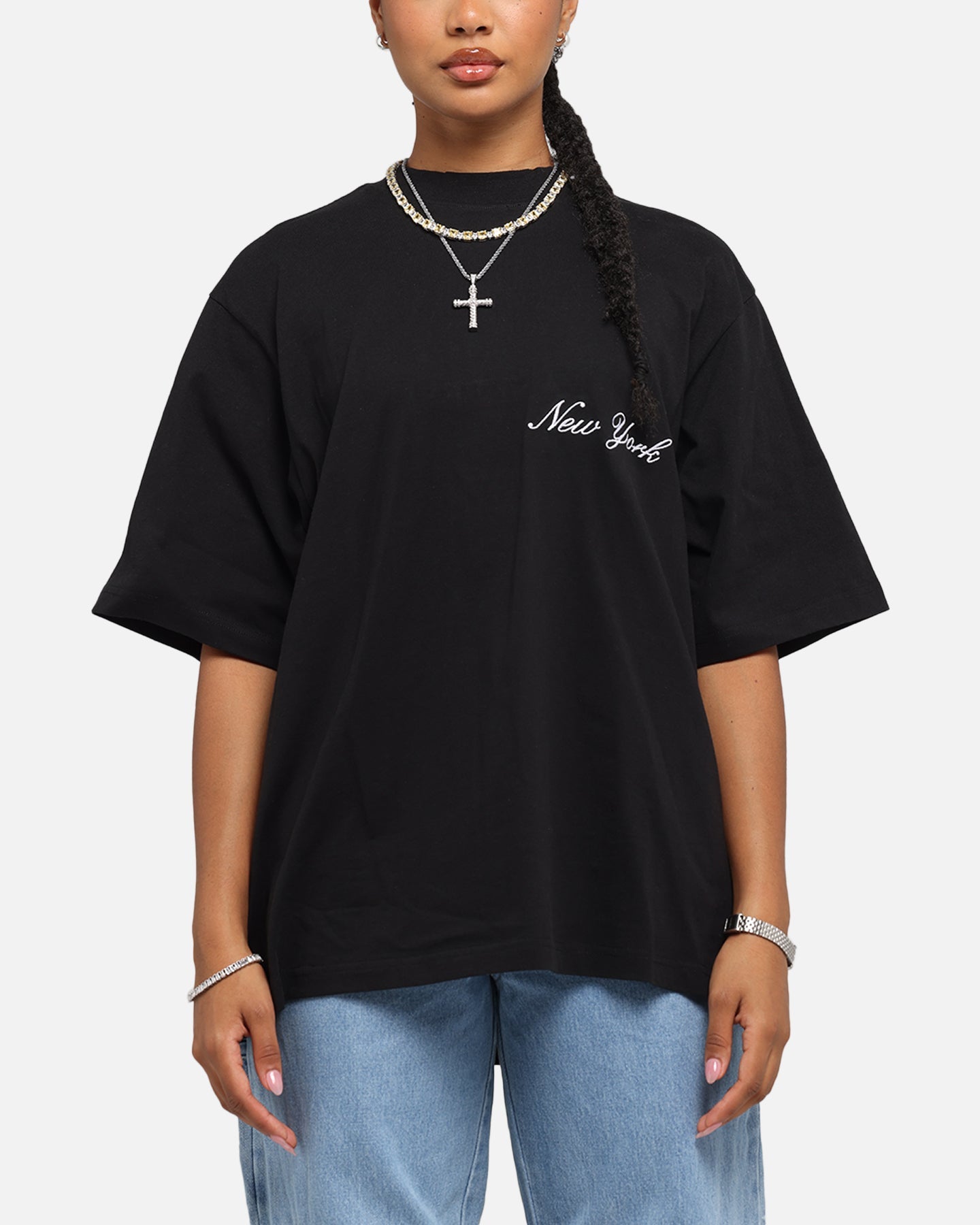 Majestic Athletic New York Yankees Script Boxy T-Shirt Black Style001