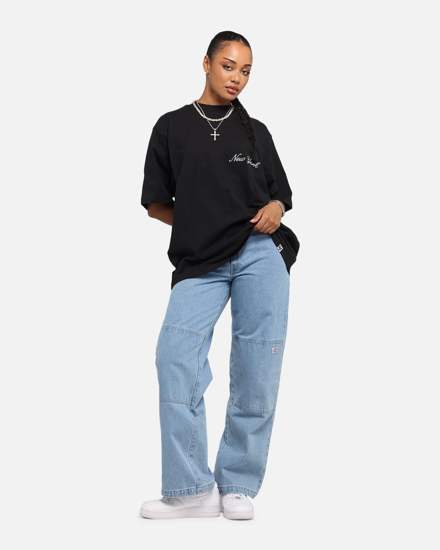 Majestic Athletic New York Yankees Script Boxy T-Shirt Black Style001