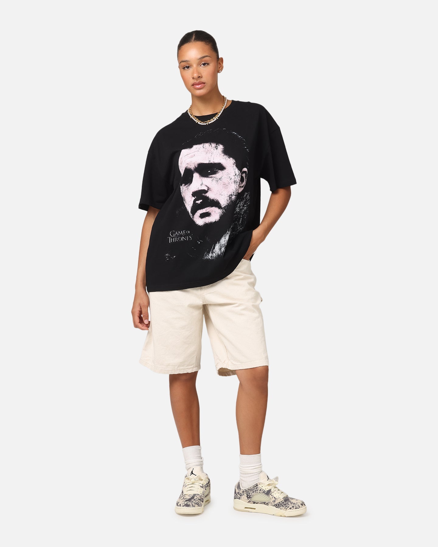 Goat Crew X Game Of Thrones Jon Snow Heavy T-Shirt Black Style001