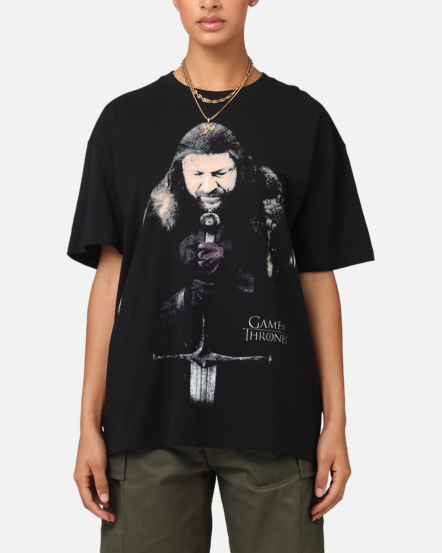 Goat Crew X Game Of Thrones Ned Stark Heavy T-Shirt Black Style001