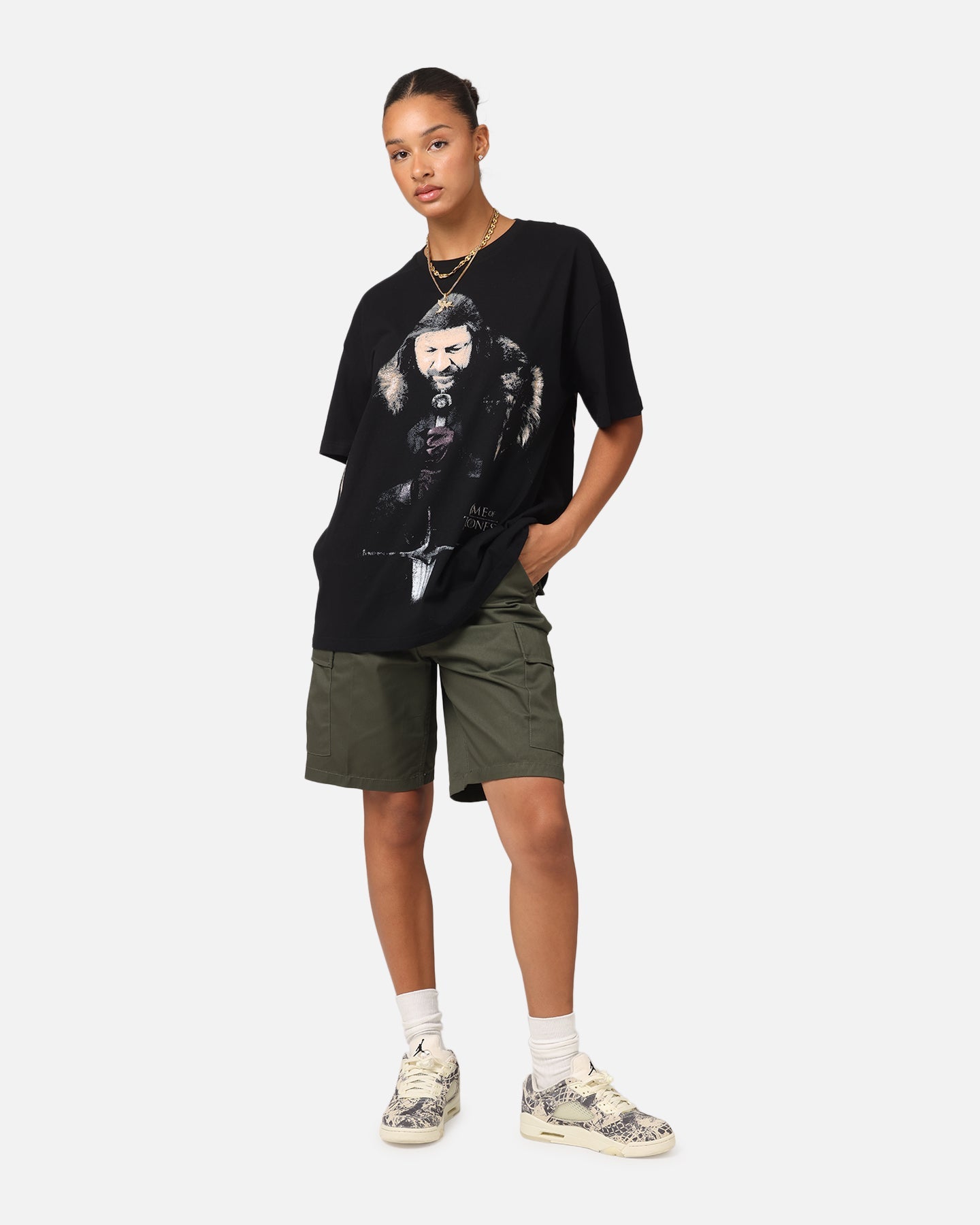 Goat Crew X Game Of Thrones Ned Stark Heavy T-Shirt Black Style001
