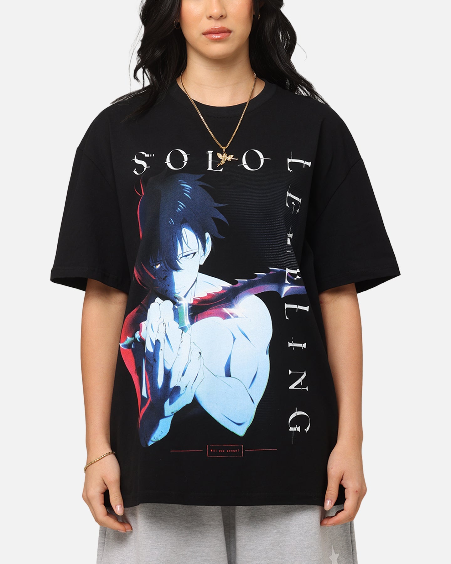 Goat Crew X Solo Leveling Solo Leveling Heavy T-Shirt Black Style001