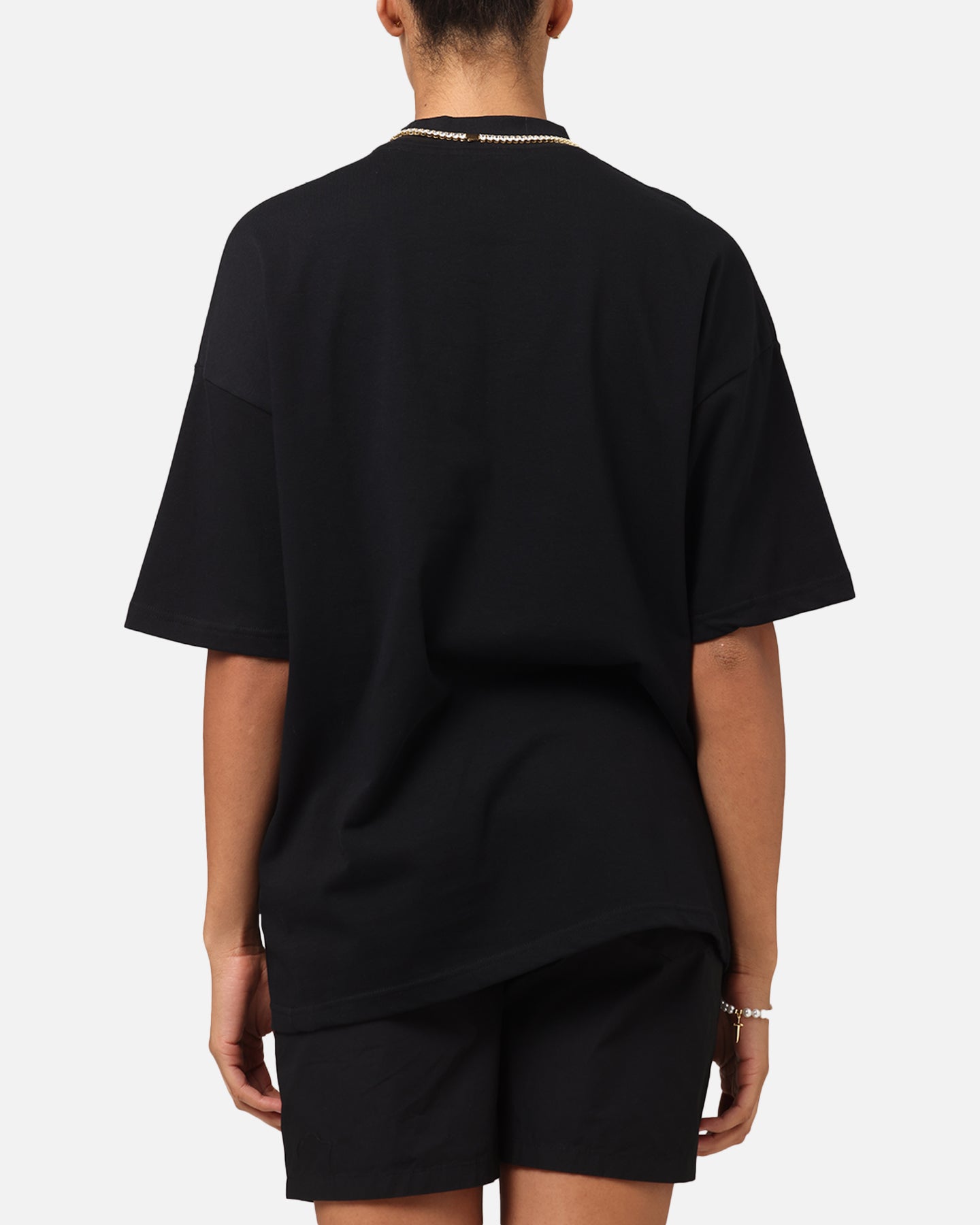 Carre Rosebud Mock Neck T-Shirt Black Style001