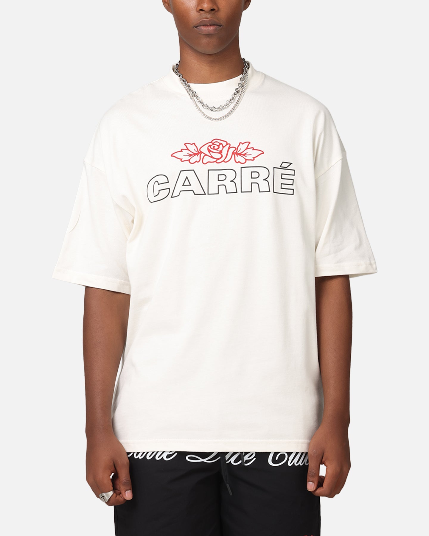 Carre Rosebud Mock Neck T-Shirt Off White