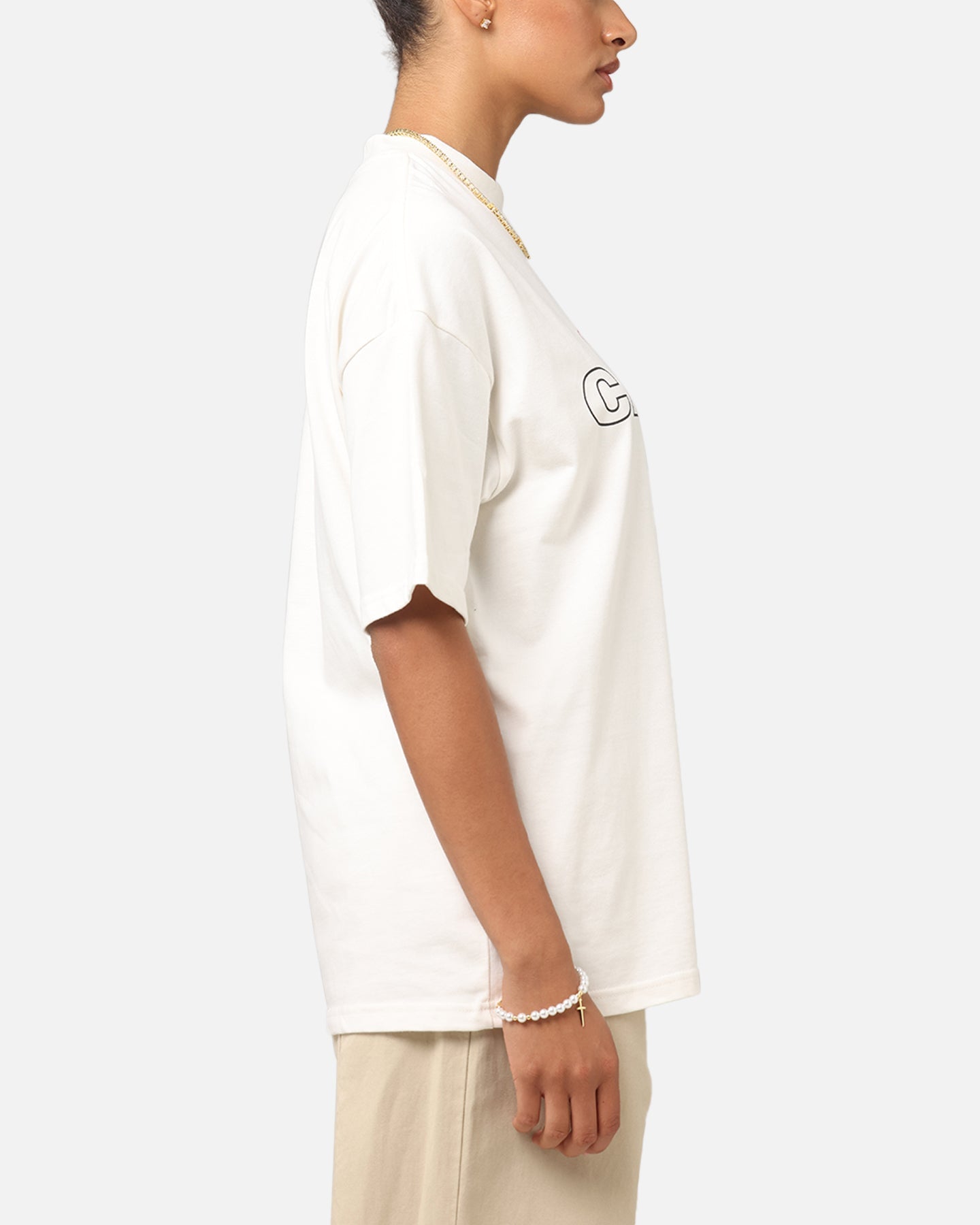 Carre Rosebud Mock Neck T-Shirt Off White Style001
