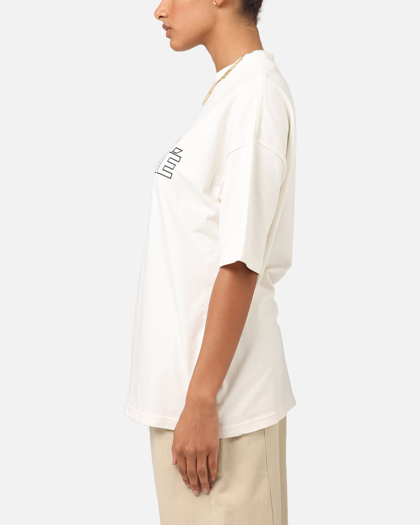 Carre Rosebud Mock Neck T-Shirt Off White Style001
