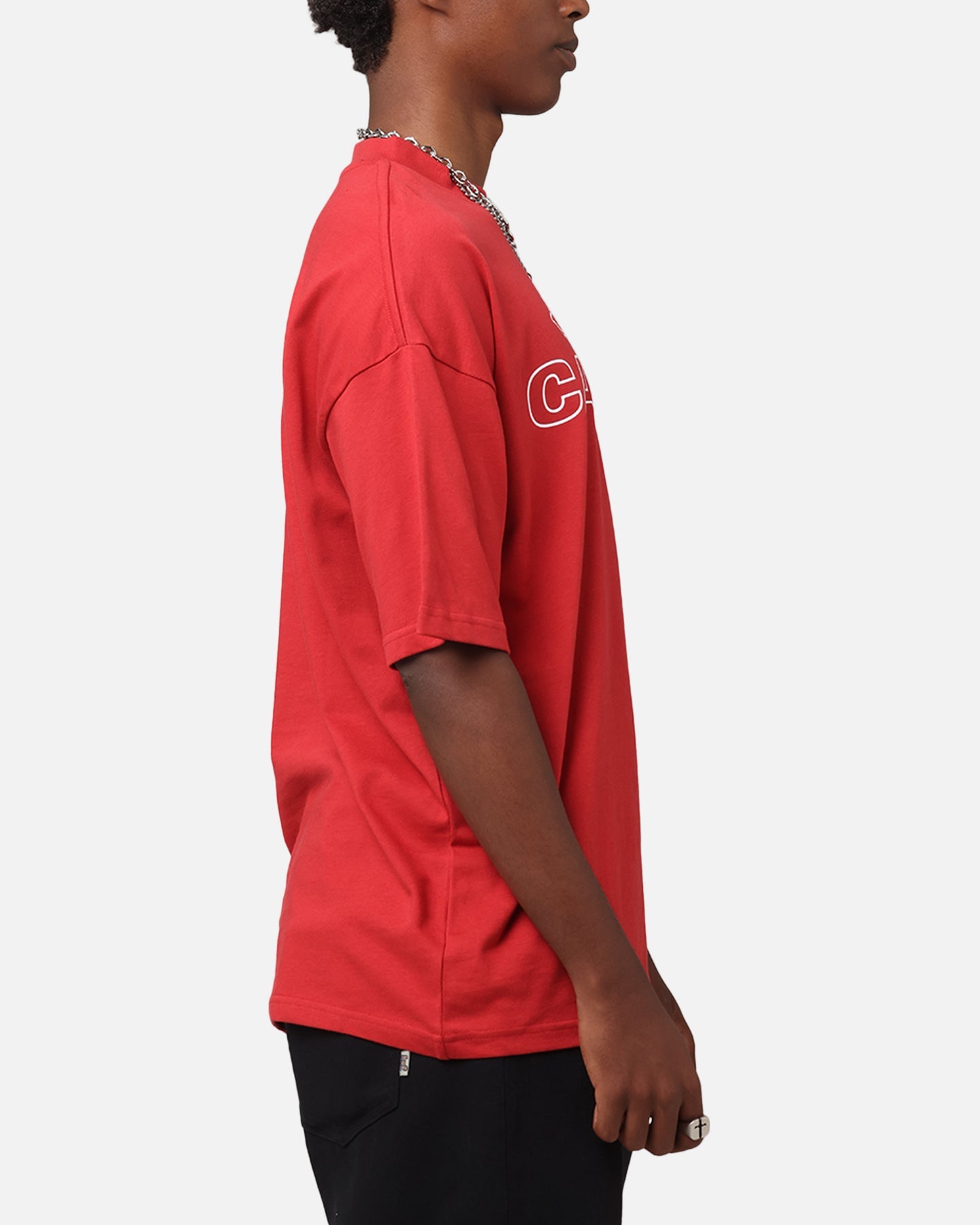 Carre Rosebud Mock Neck T-Shirt Red