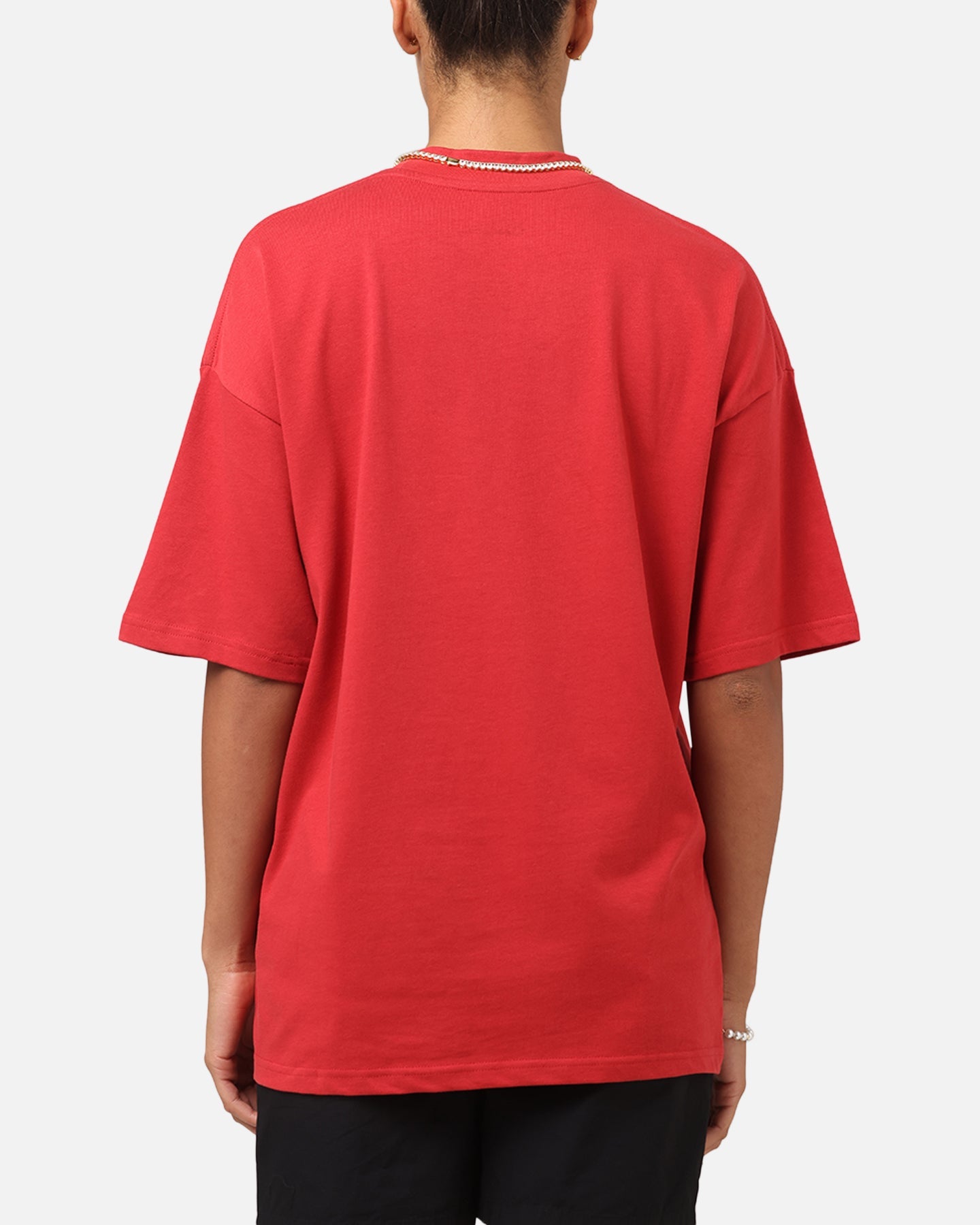 Carre Rosebud Mock Neck T-Shirt Red Style001
