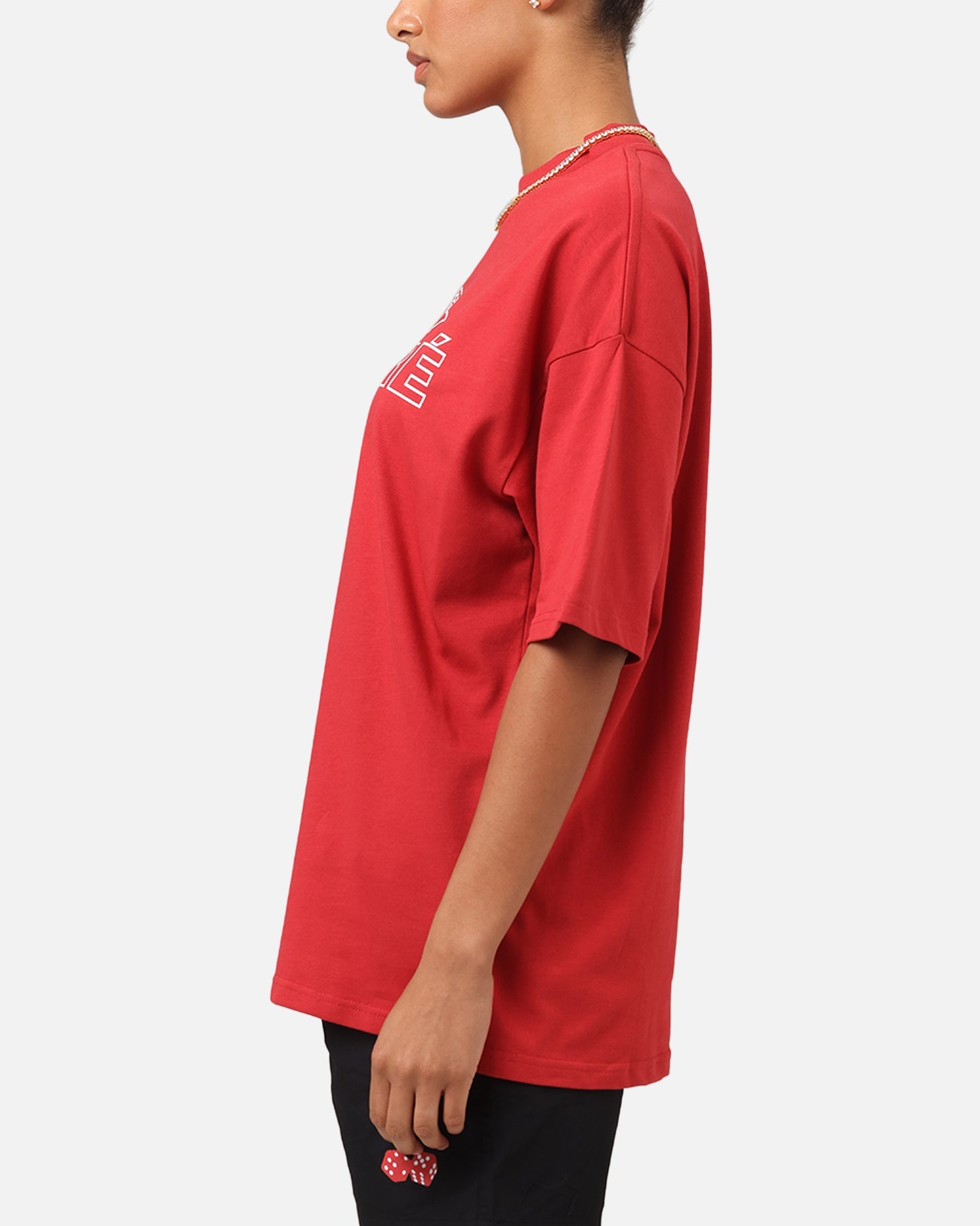 Carre Rosebud Mock Neck T-Shirt Red Style001