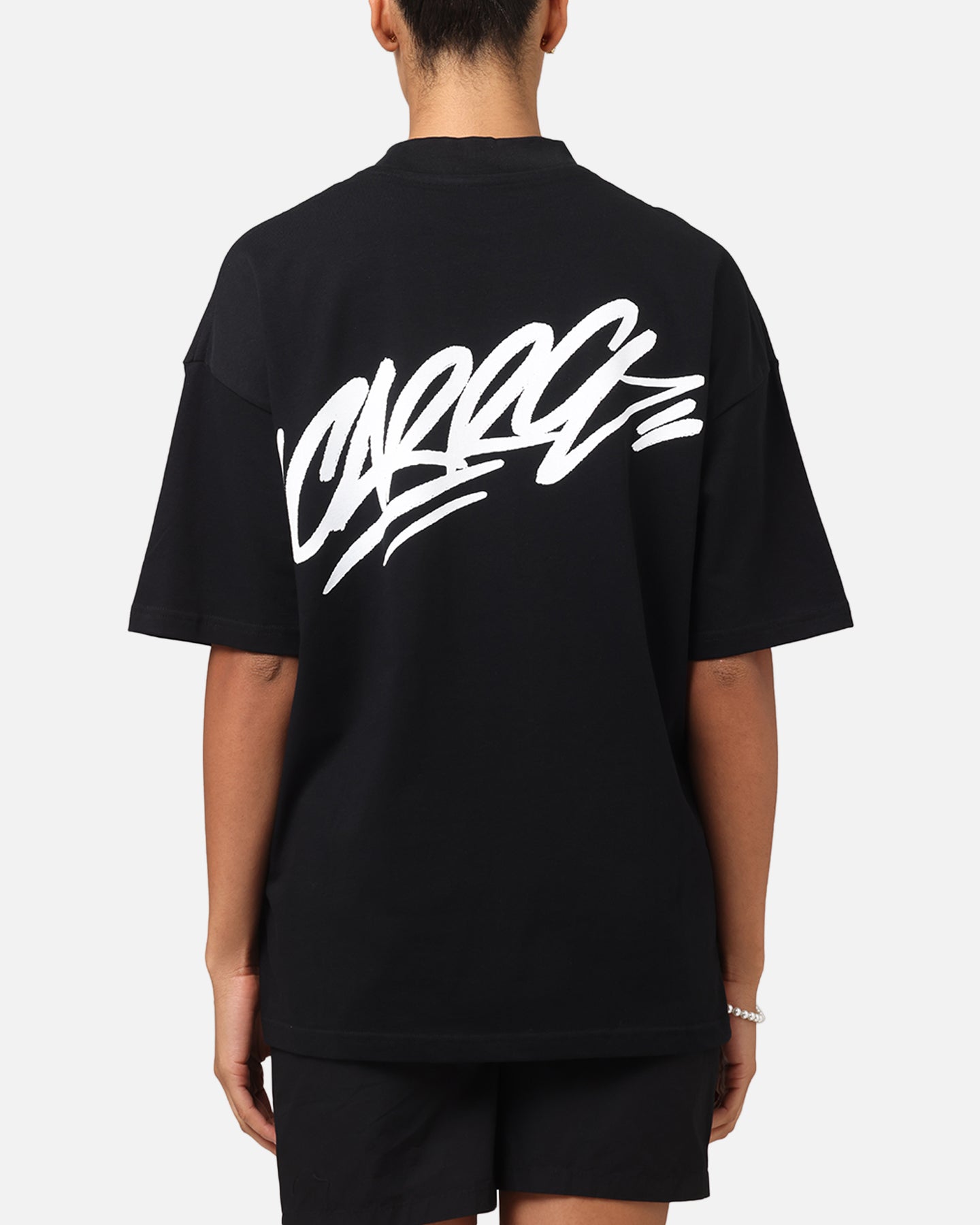 Carre Tag Mock Neck T-Shirt Black Style001