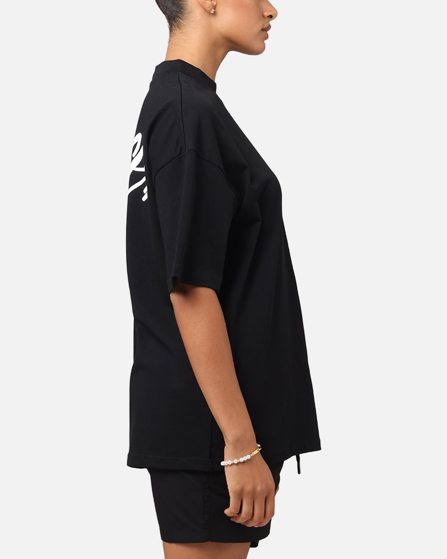 Carre Tag Mock Neck T-Shirt Black Style001